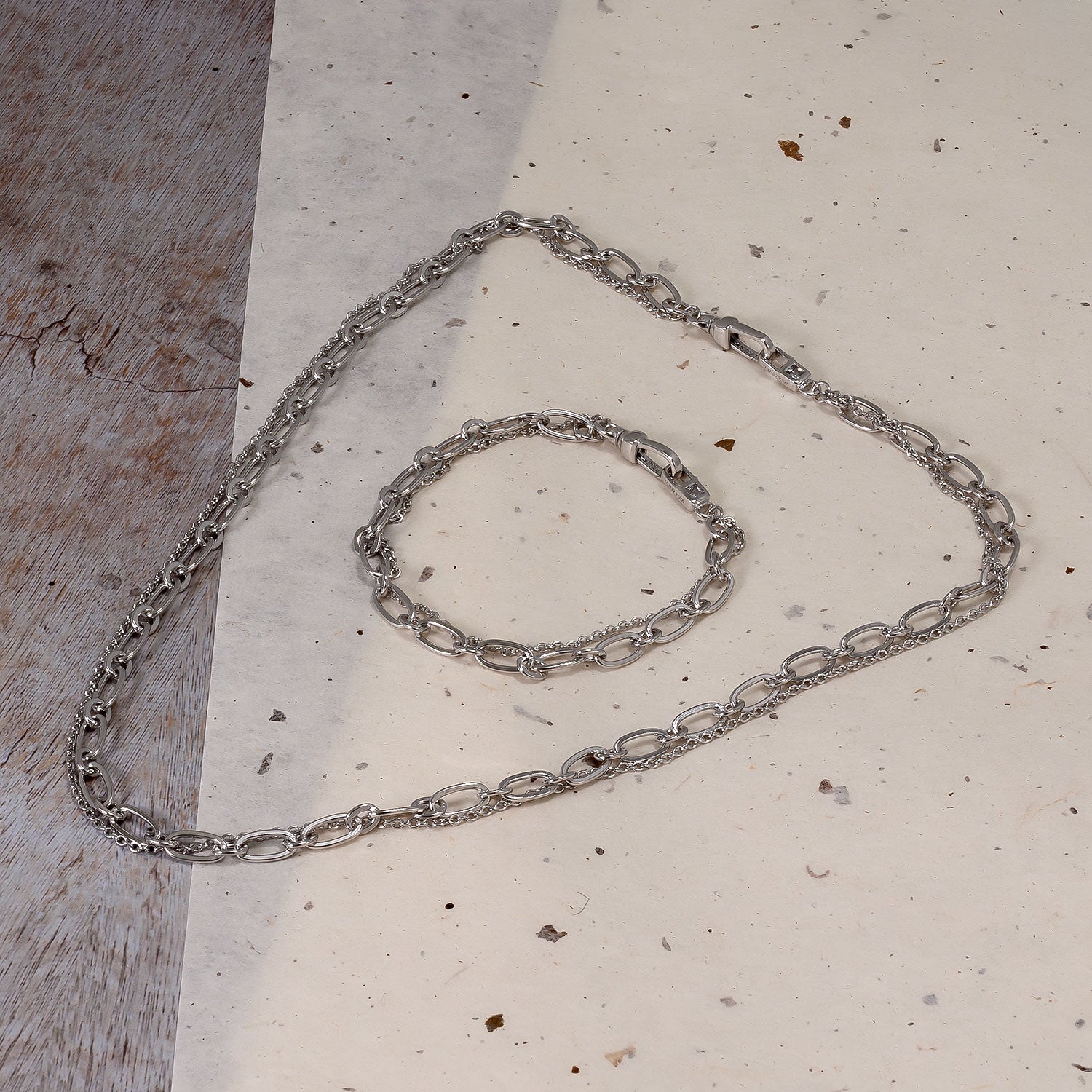 Sterling Silver Clip Clasp Double Strand Necklace