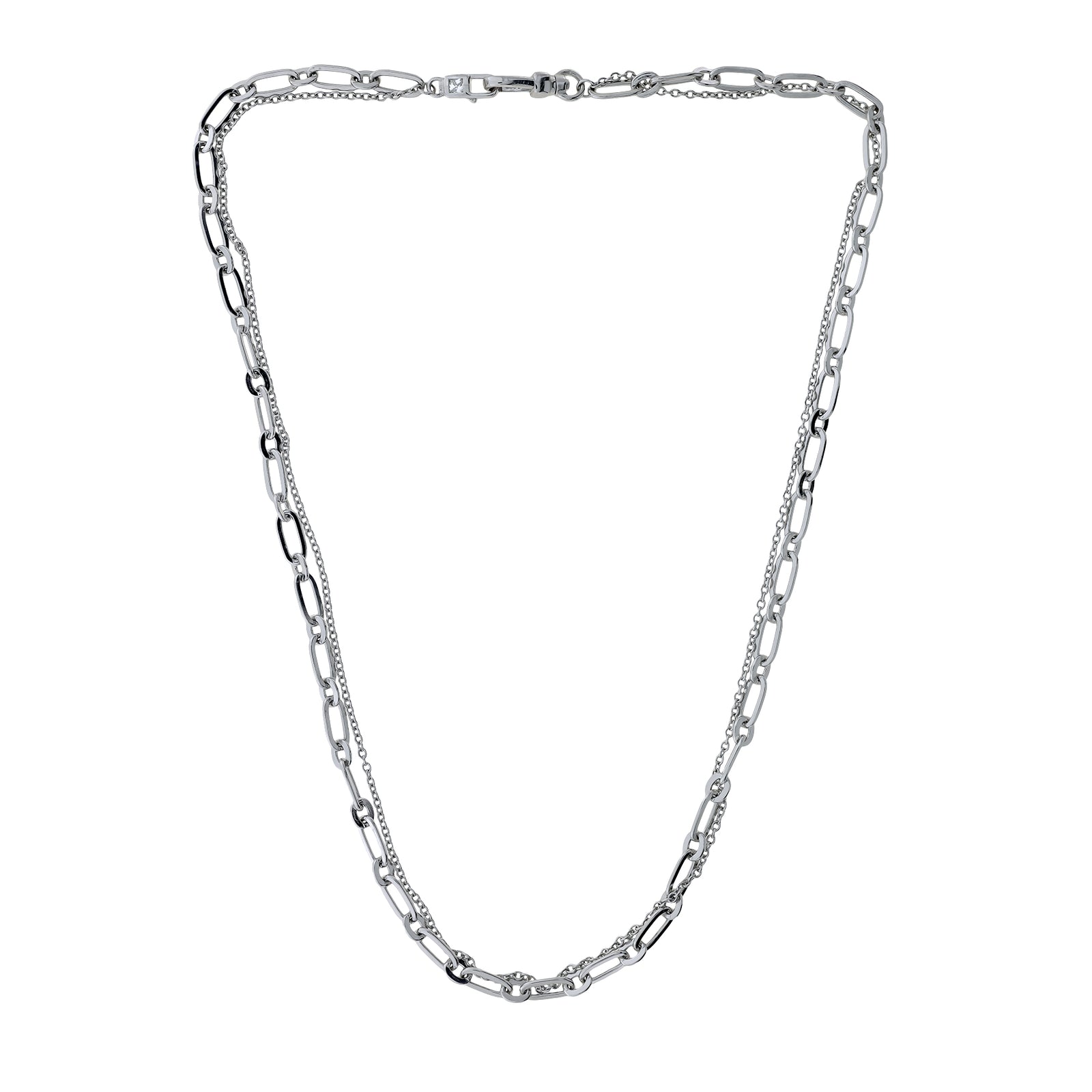 Sterling Silver Clip Clasp Double Strand Necklace