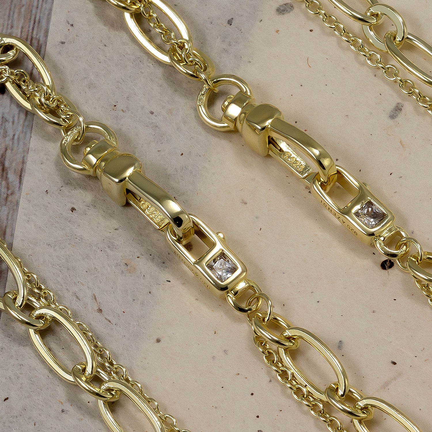 Gold Vermeil Clip Clasp Double Strand Necklace