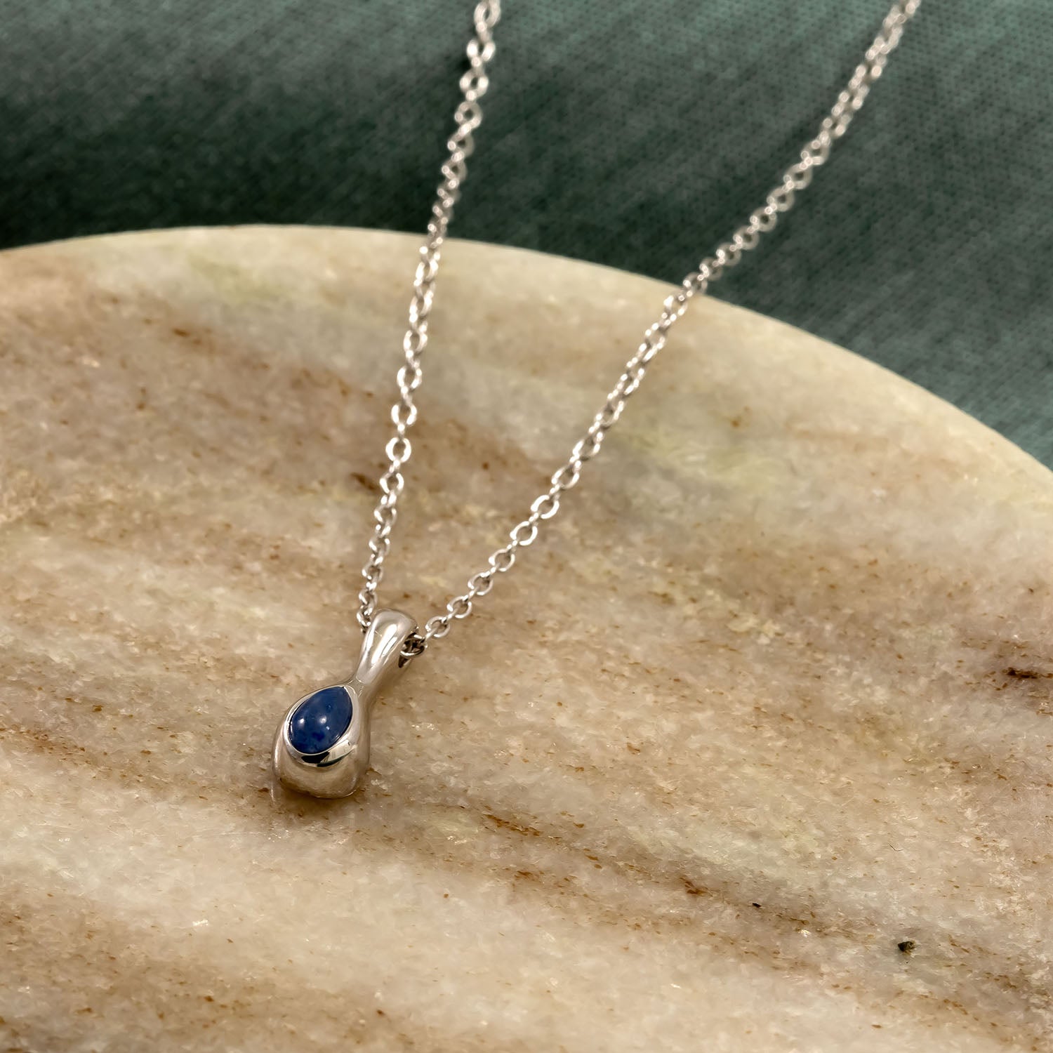 Sterling Silver & Blue Aventurine Droplet Pendant
