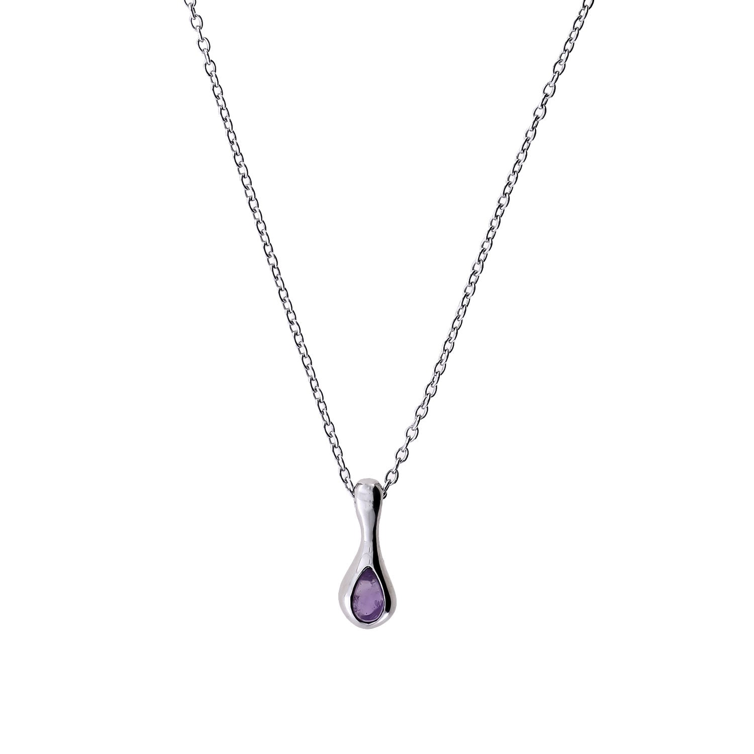 Sterling Silver & Amethyst Droplet Pendant