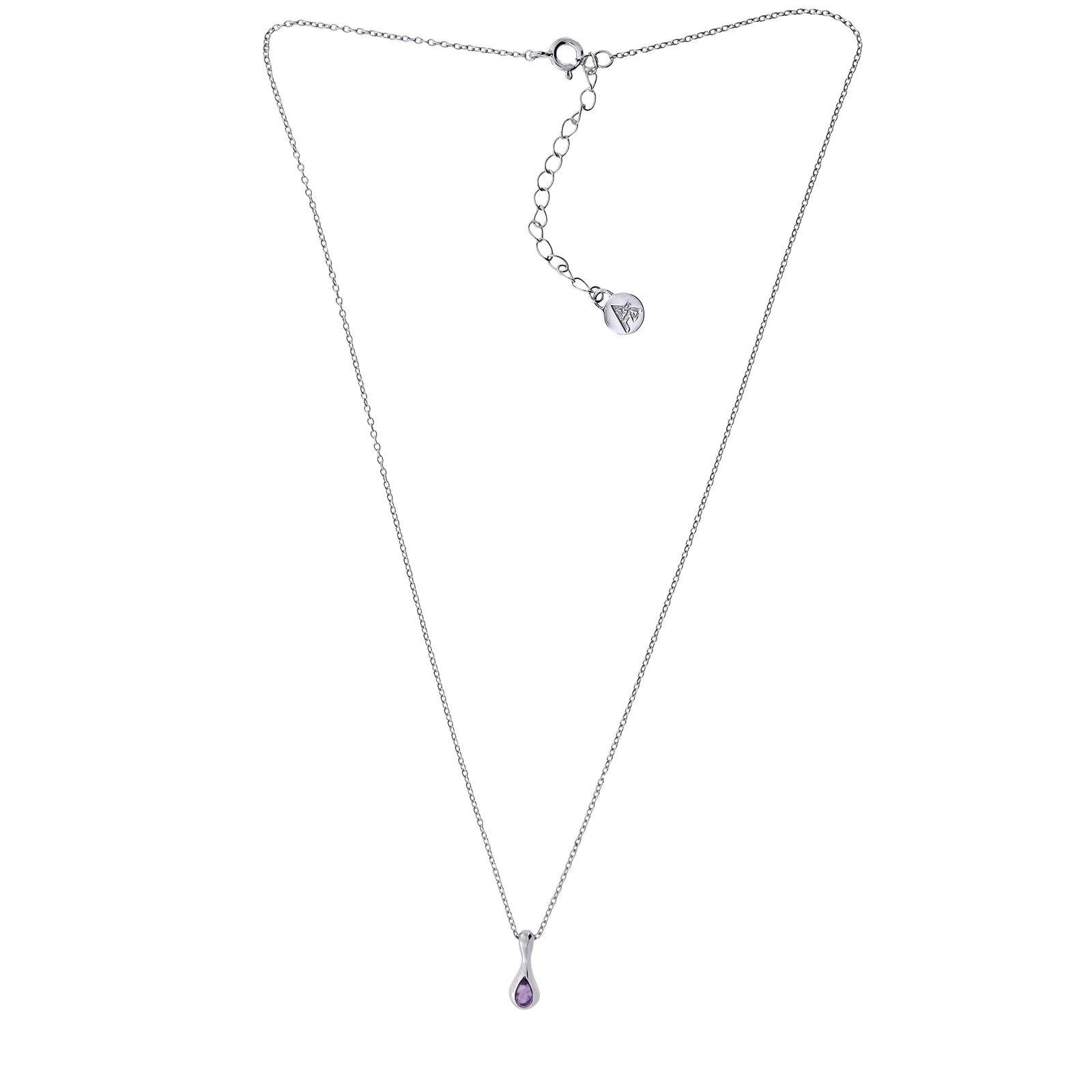 Sterling Silver & Amethyst Droplet Pendant