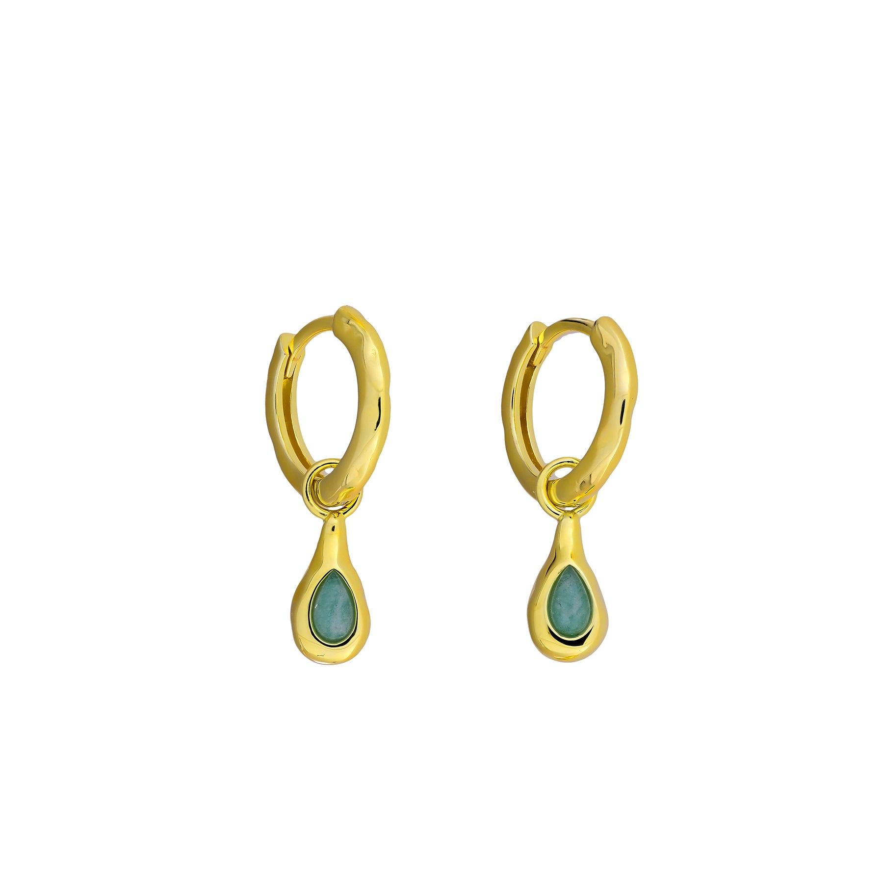 Gold Vermeil & Amazonite Droplet Hinge Hoop Earrings