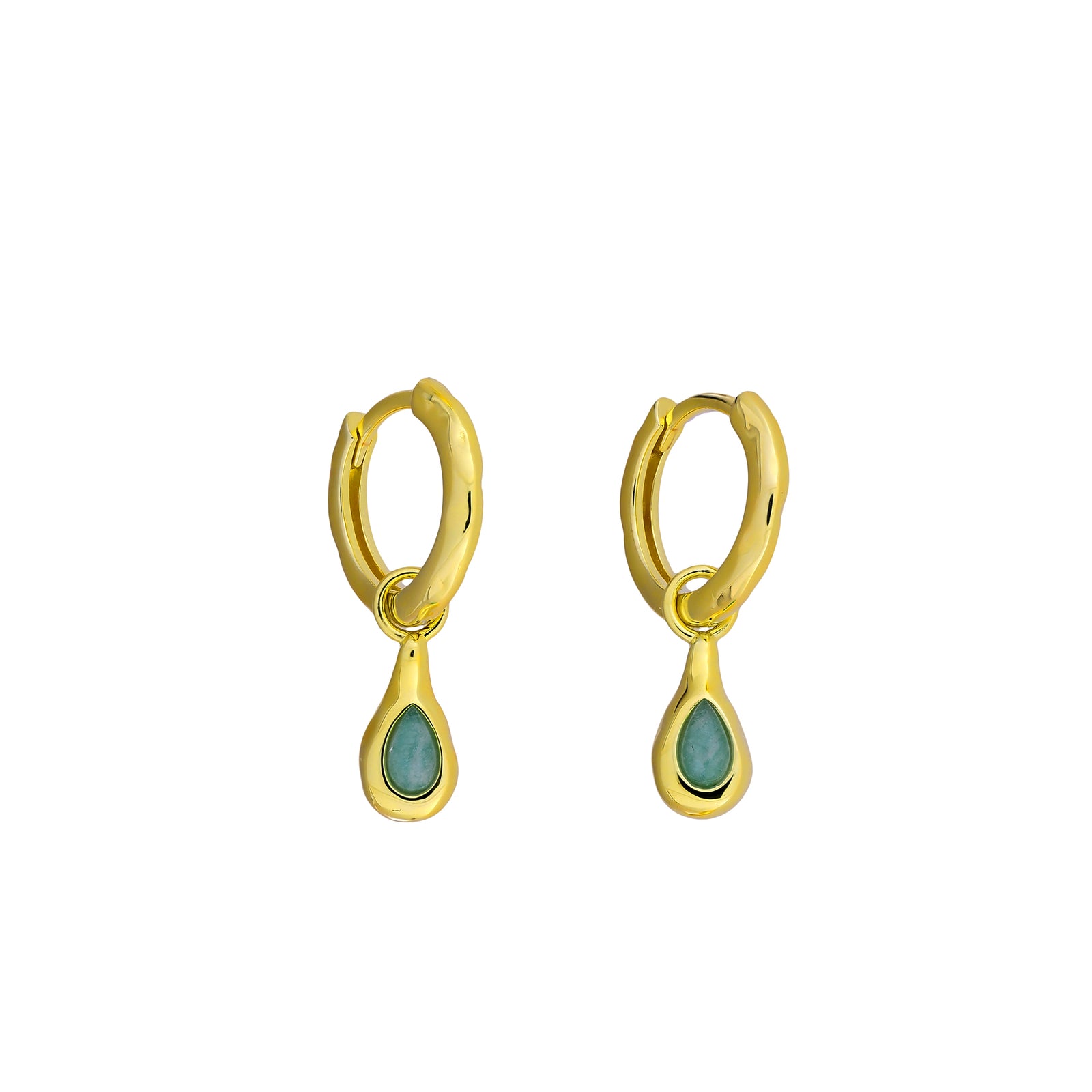 Gold Vermeil & Amazonite Droplet Hinge Hoop Earrings