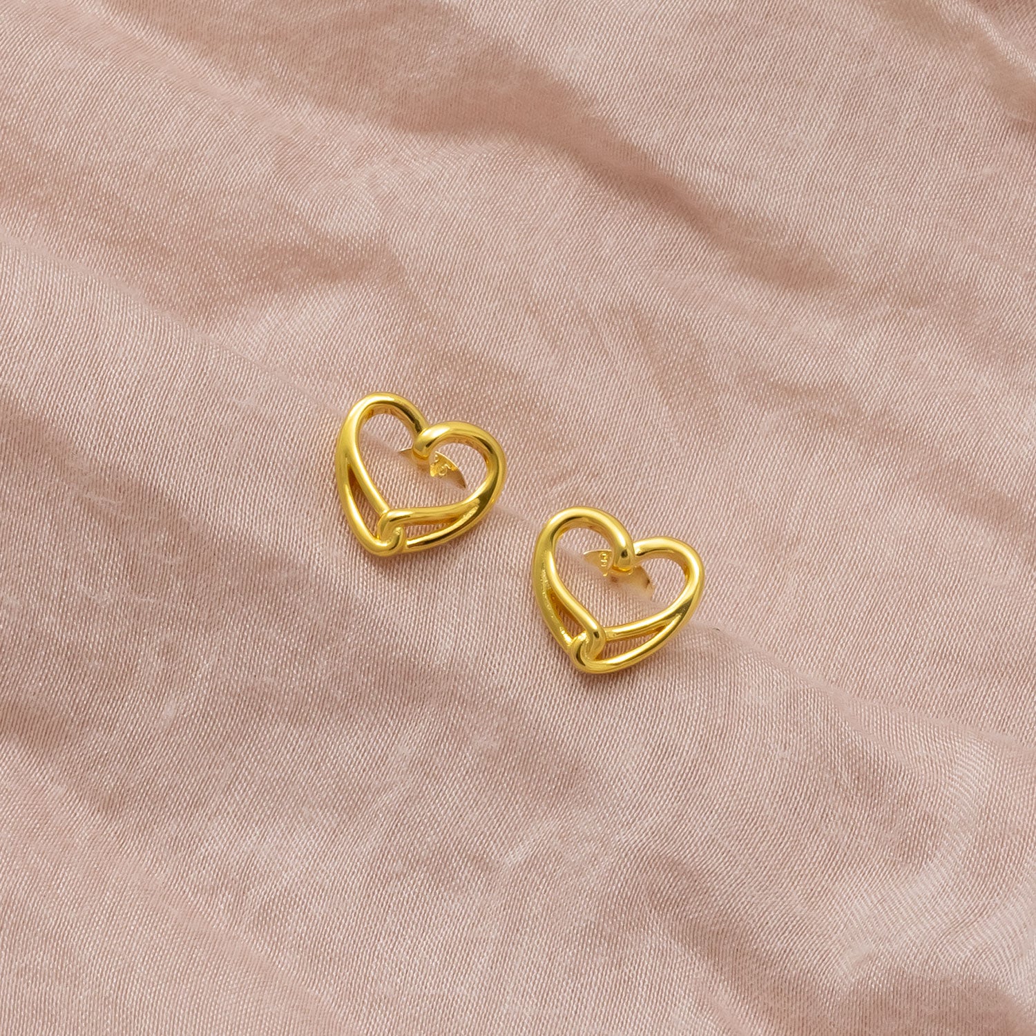 Gold Vermeil Intertwined Heart Stud Earrings