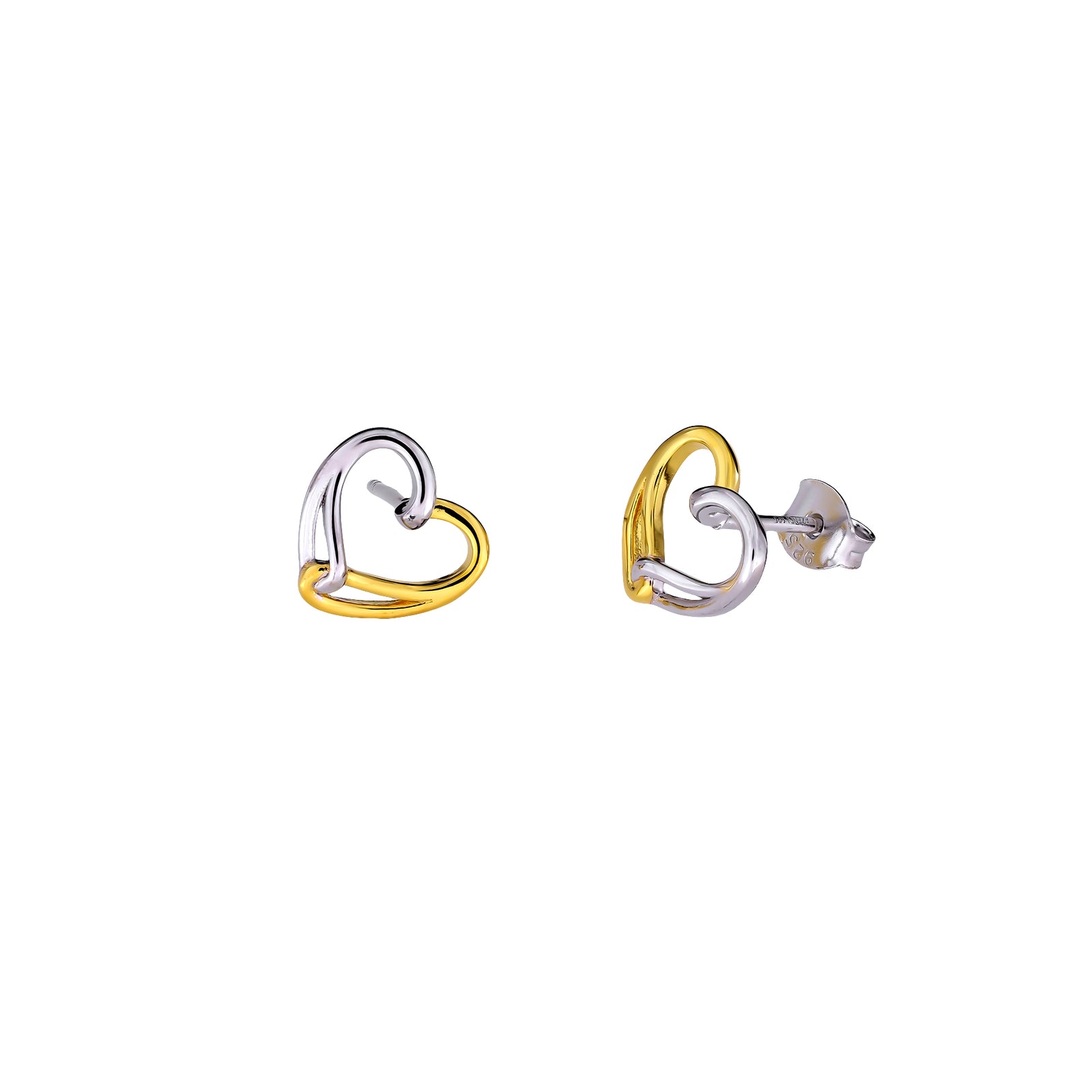 Sterling Silver & Gold Vermeil Intertwined Heart Stud Earrings