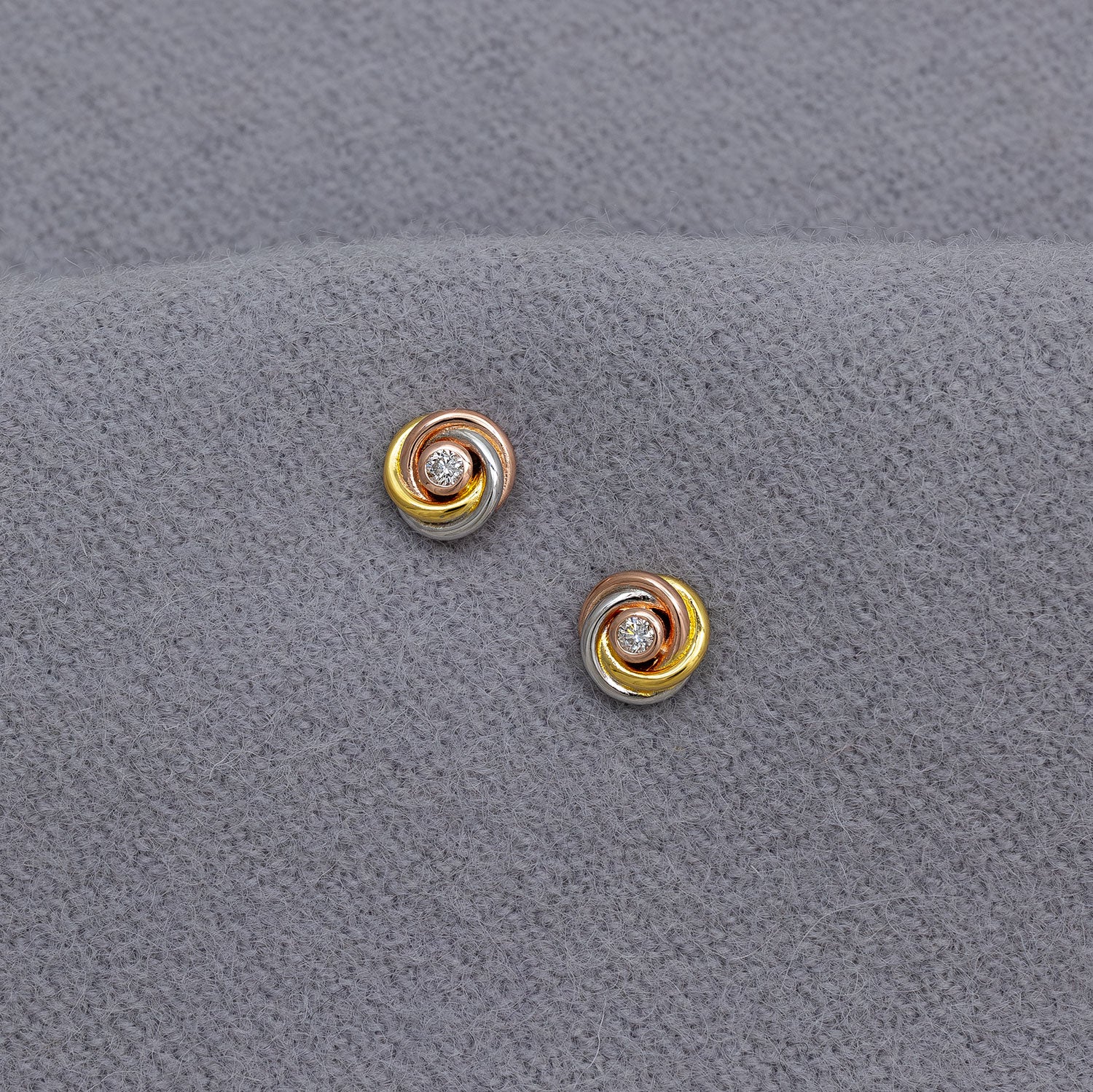 Entangled Mixed Vermeil & 0.13 Carat Lab Grown Diamond Love Knot Stud Earrings