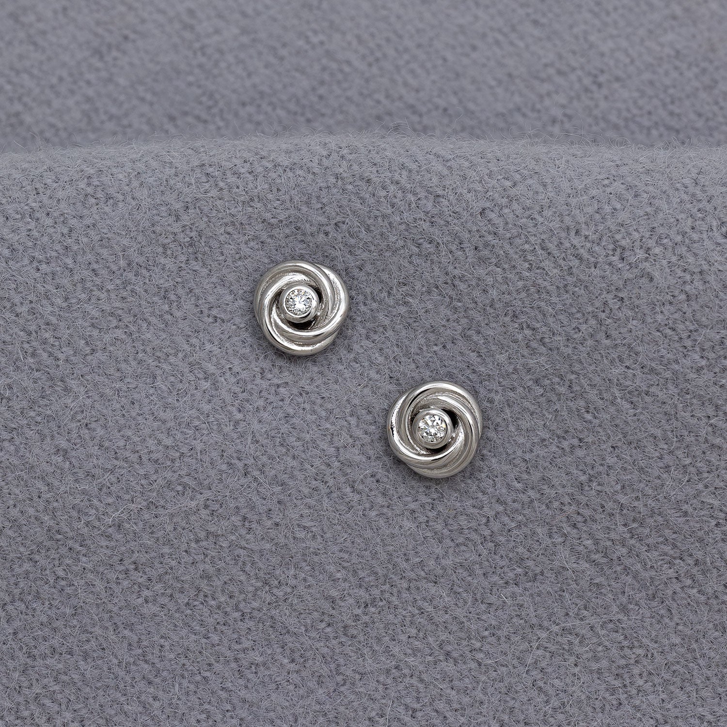 Entangled Silver & 0.13 Carat Lab Grown Diamond Love Knot Stud Earrings