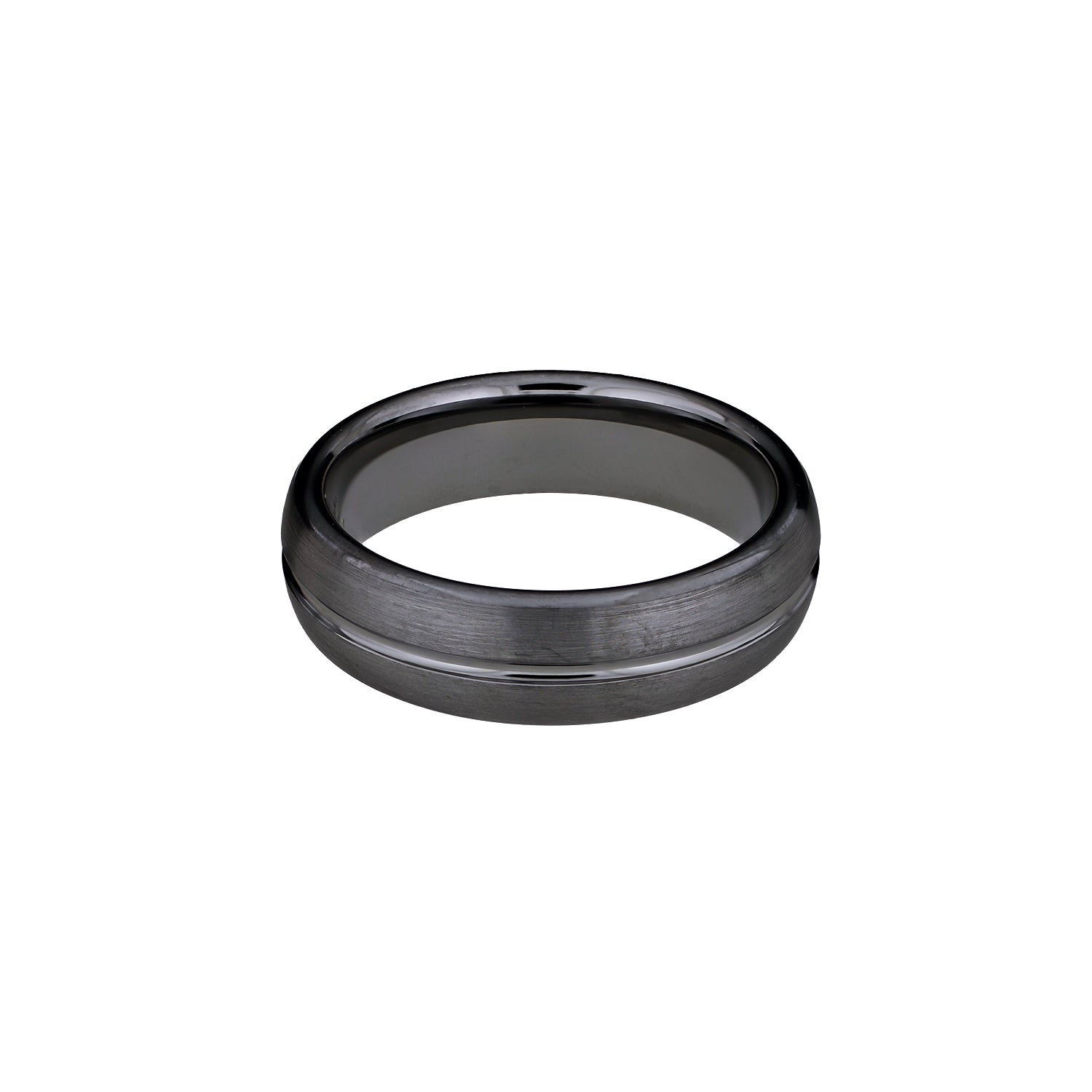 Tungsten Court Ring with Polished Central Groove