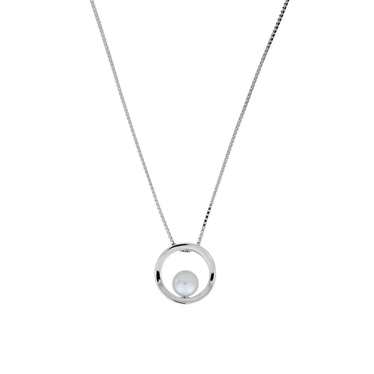Sterling Silver Simple Circle Pearl Pendant