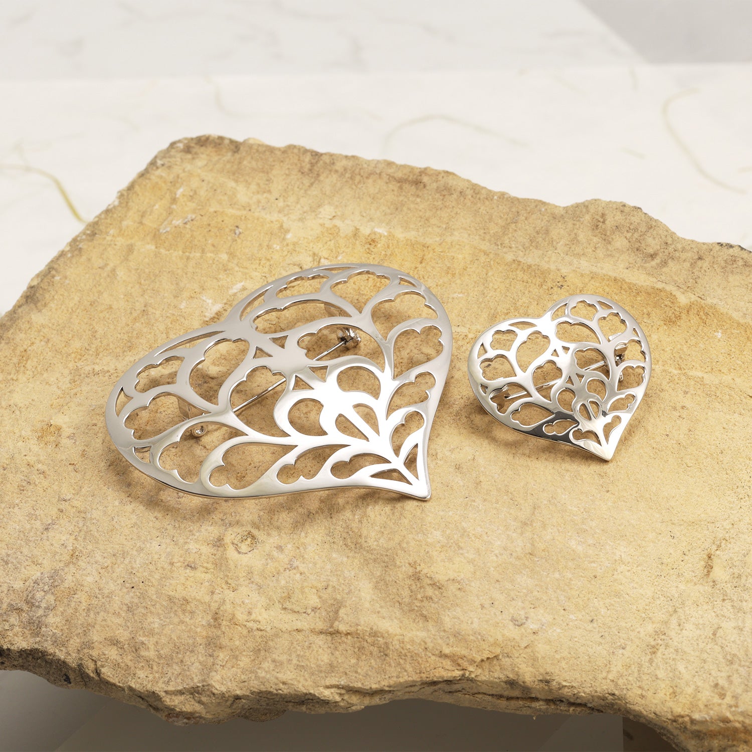 Silver Heart of Yorkshire Brooch - Large