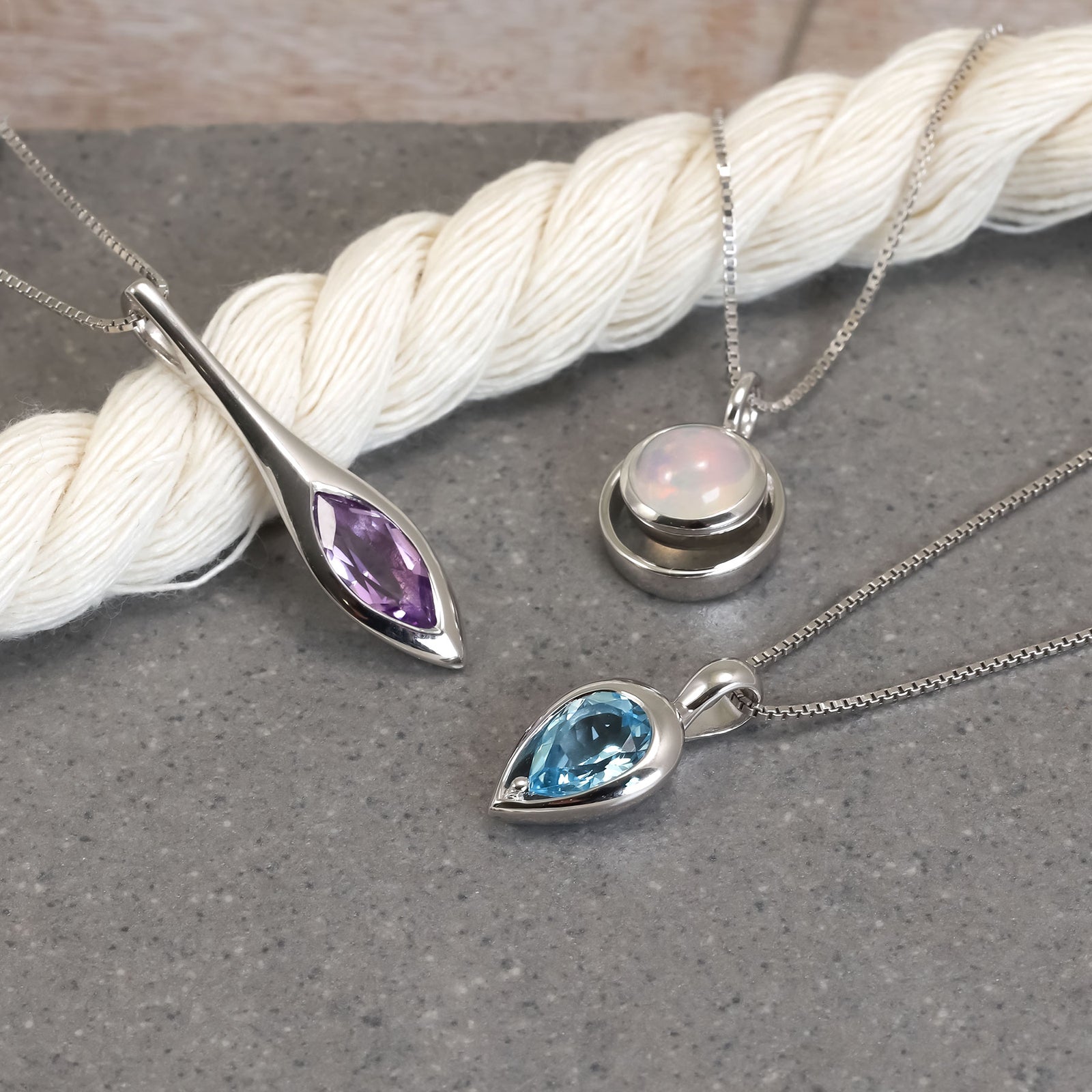 Sterling Silver & Opal Circles Pendant