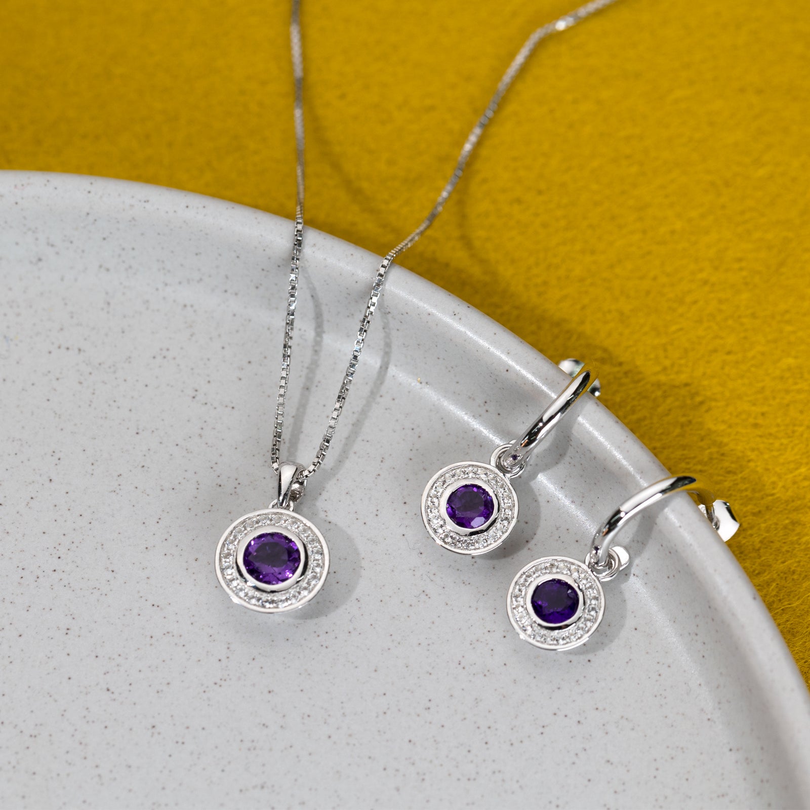 Amethyst & White Topaz Pendant in Sterling Silver