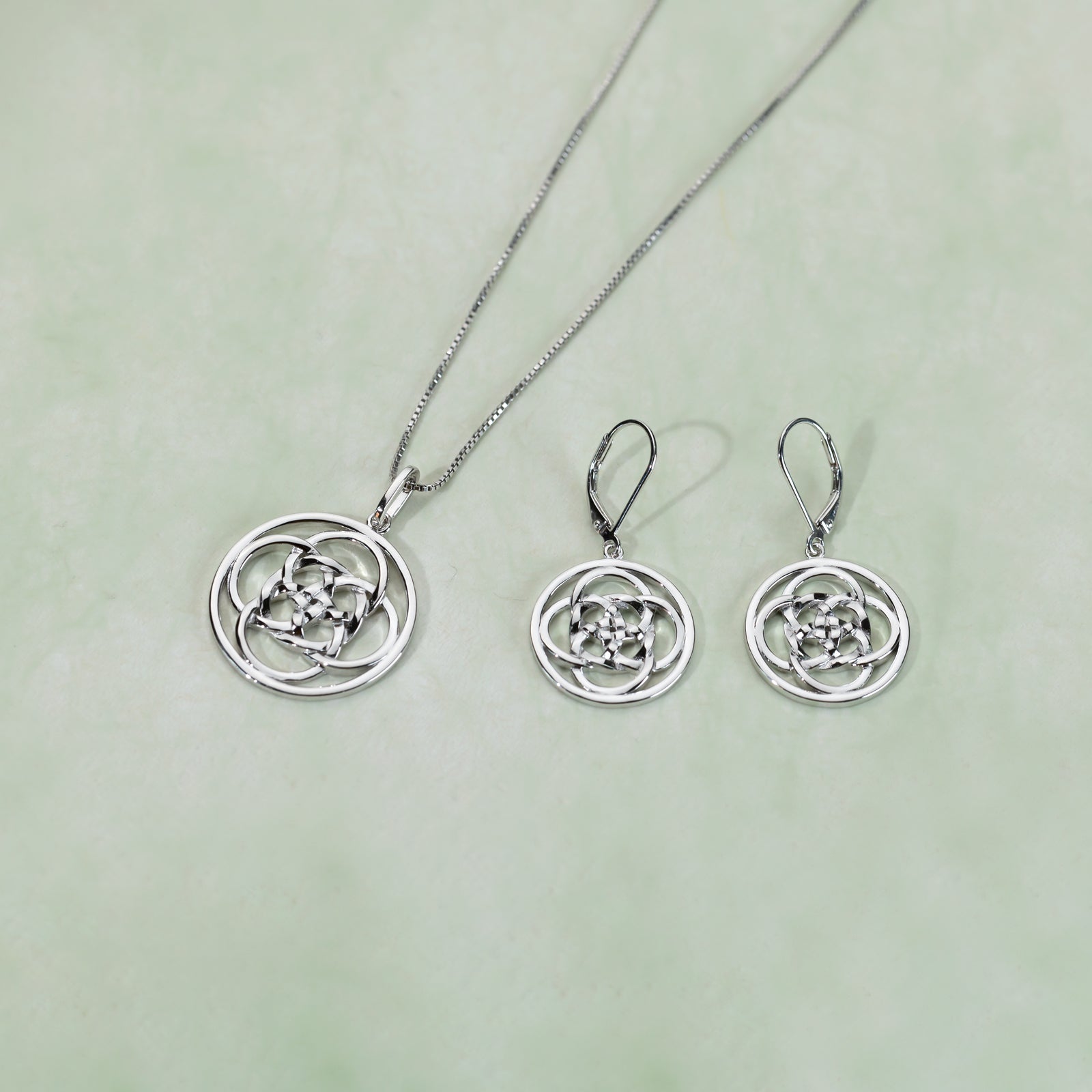 Silver Celtic Knotwork Circle Drop Earrings