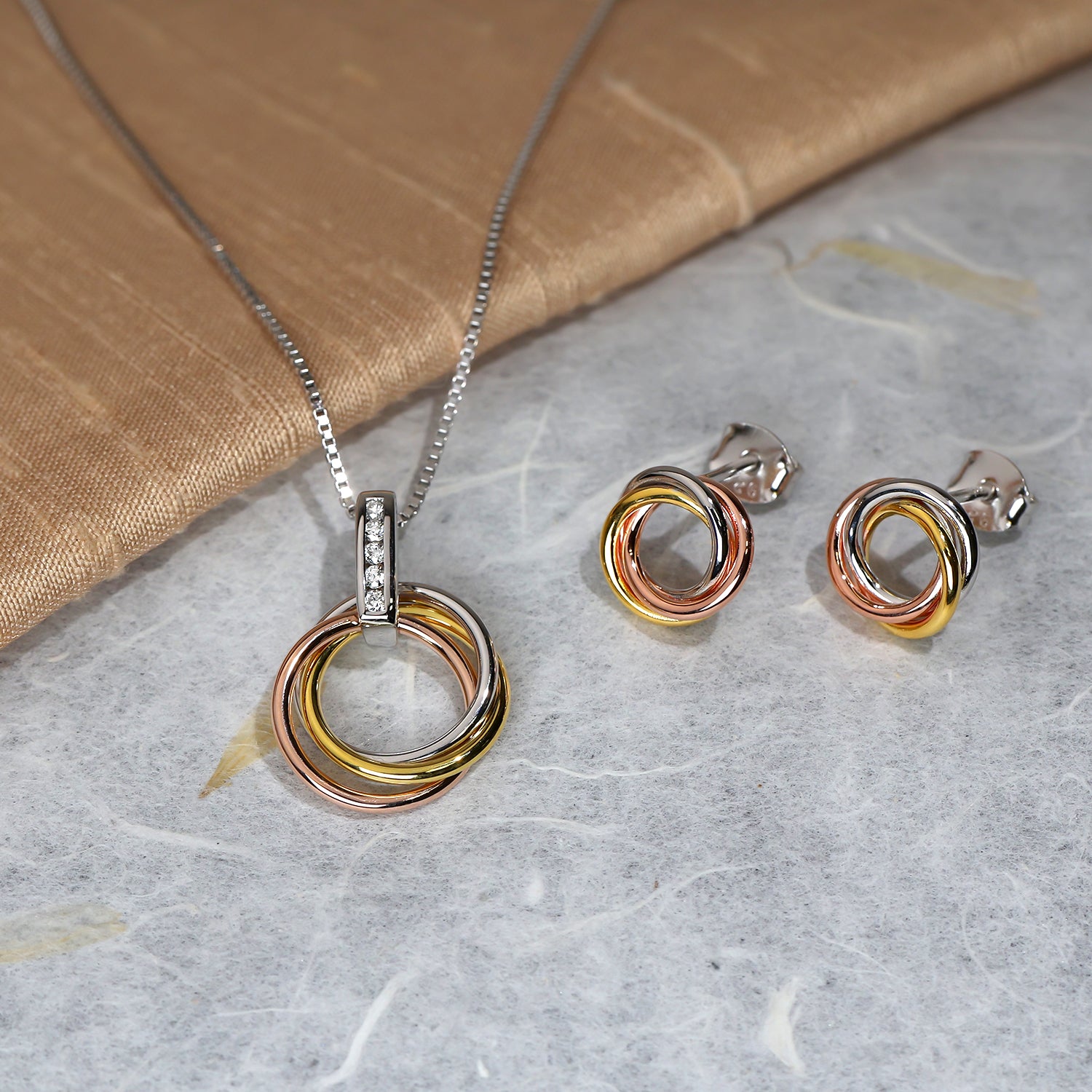 Entangled Mixed Vermeil & 0.06 Carat Lab Grown Diamond Love Knot Pendant