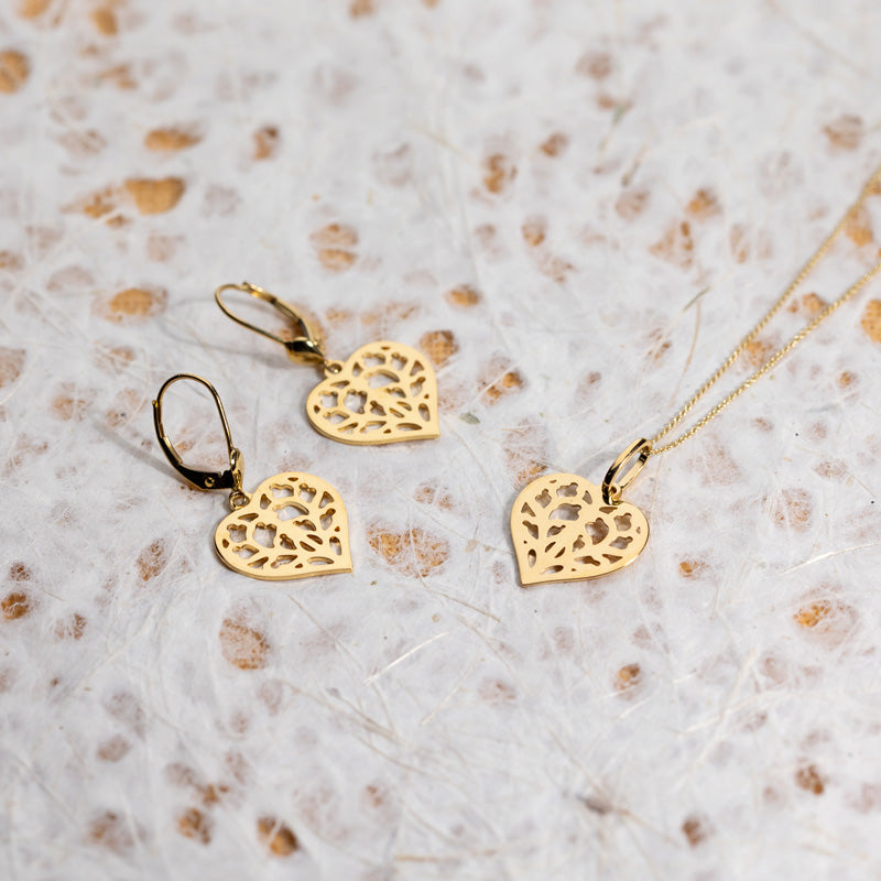 9 Carat Yellow Gold Heart of Yorkshire Drop Earrings