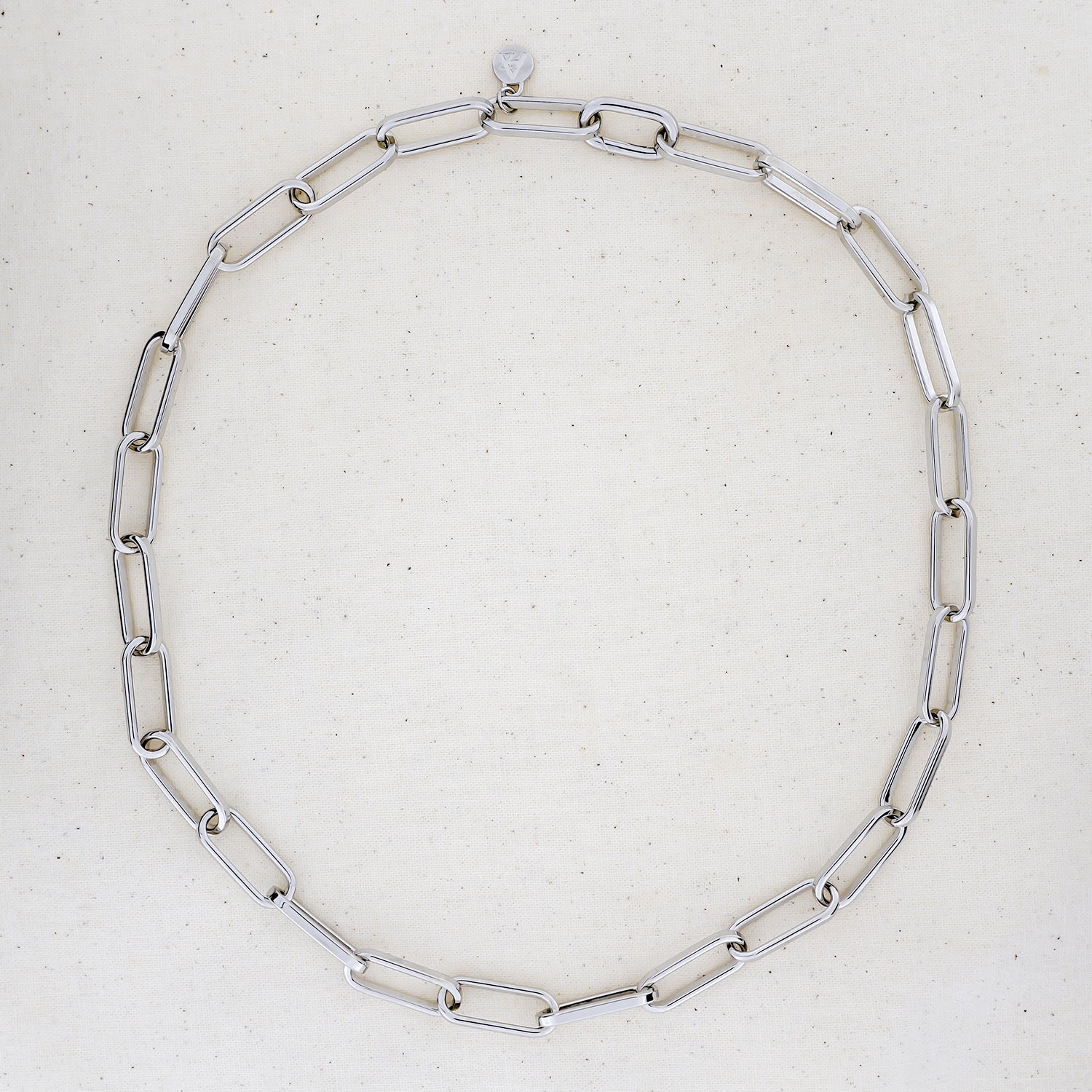 Silver Long Oval Links Necklace