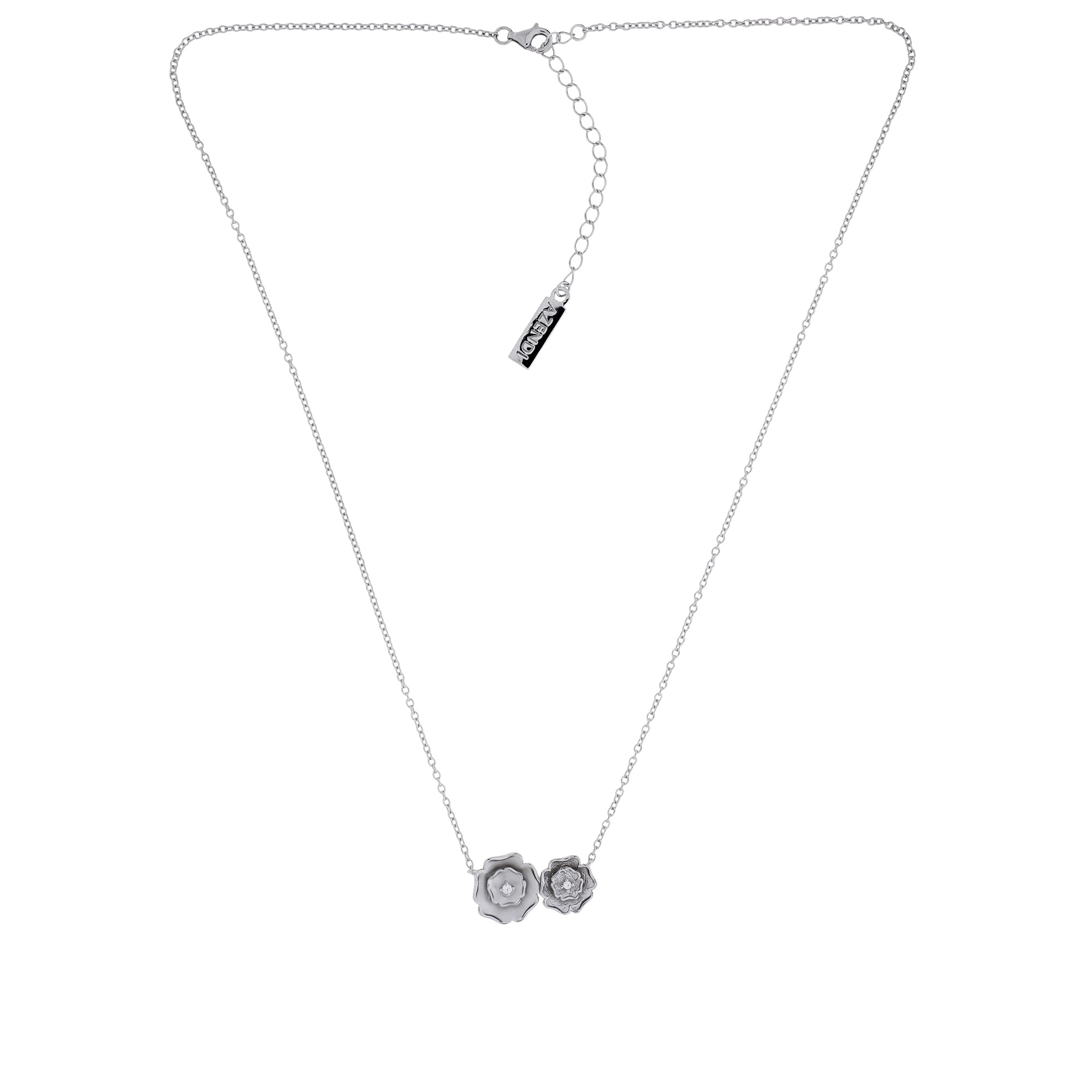 Sterling Silver Textured Yorkshire Rose Double Necklace