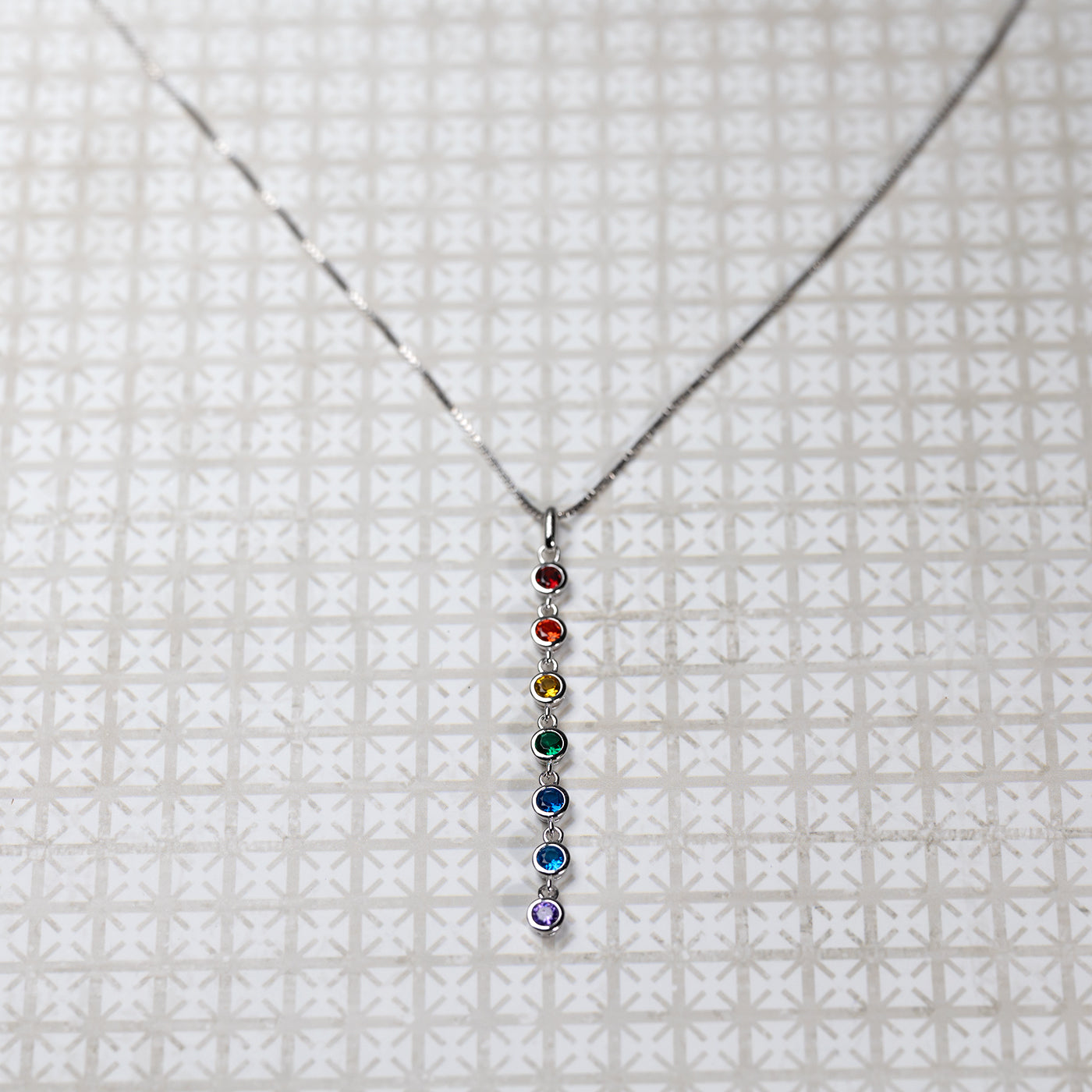 Seven Stones Sparkling Rainbow Drop Pendant