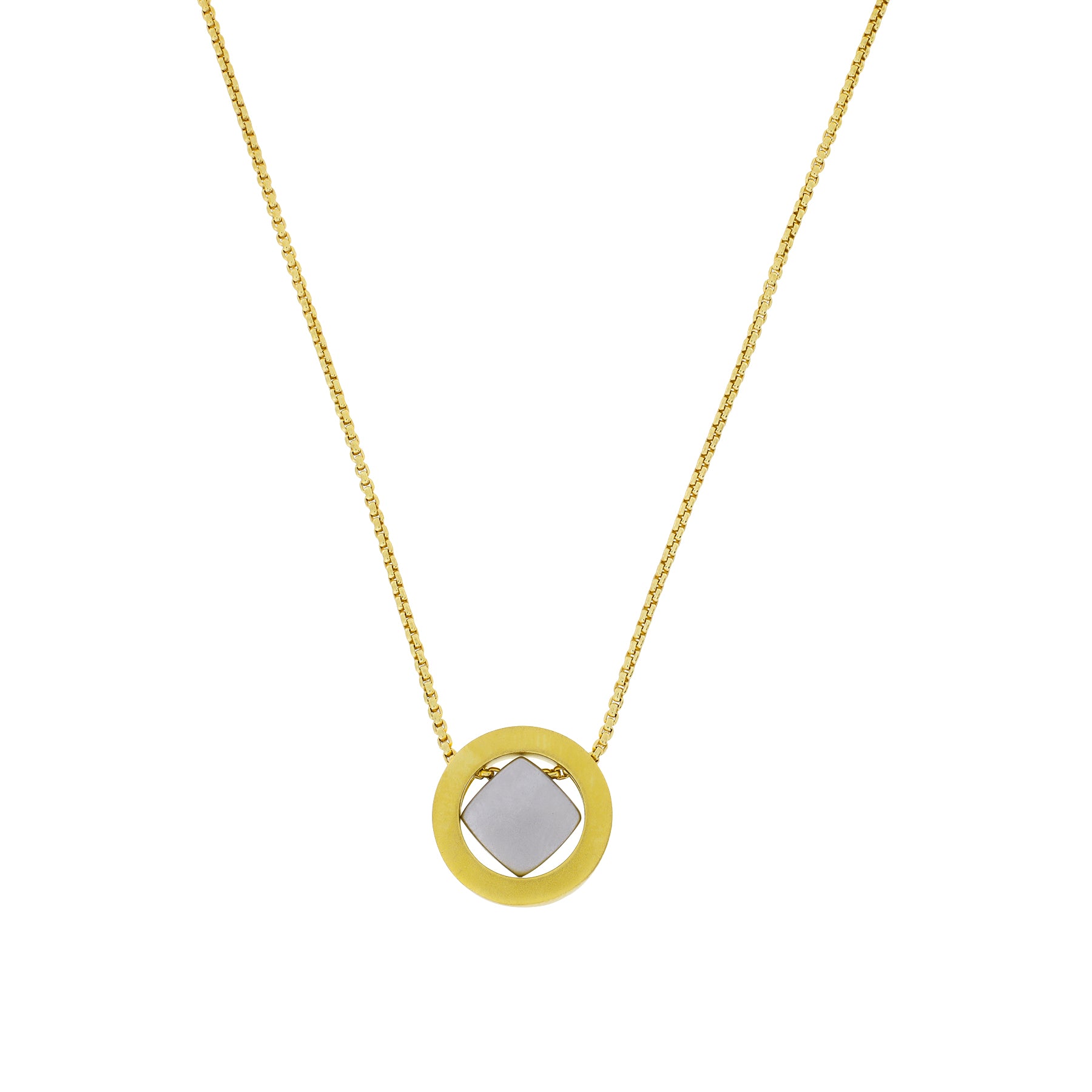 EMBRACE SILVER RHOMBUS & GOLD HALO NECKLACE