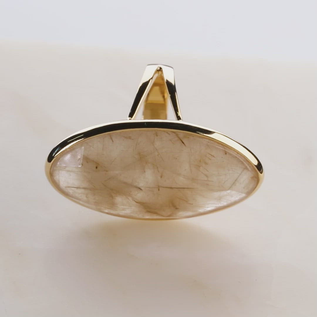 Golden Rutile Quartz & Yellow Gold Vermeil Ring