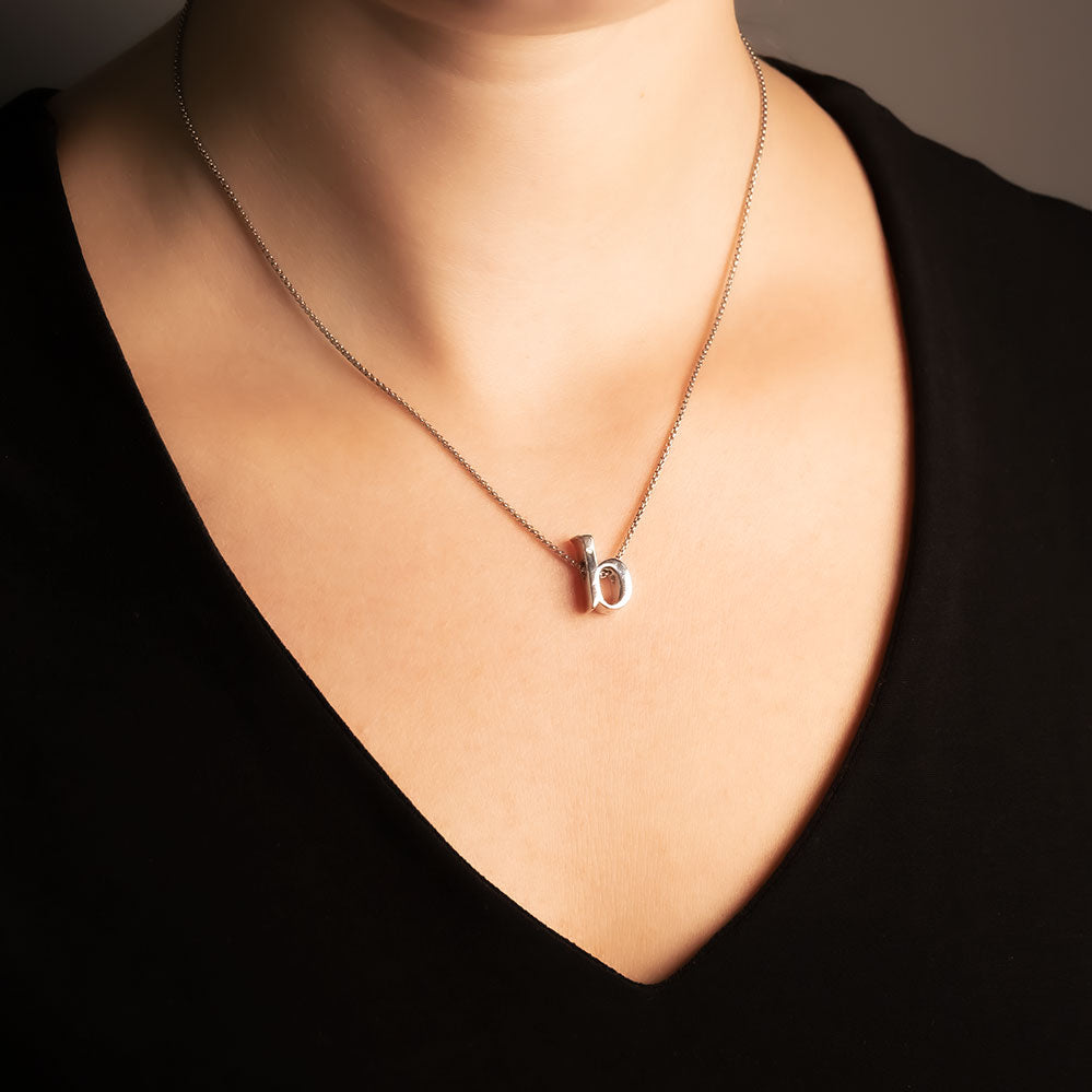 Letter B Silver Diamond Pendant