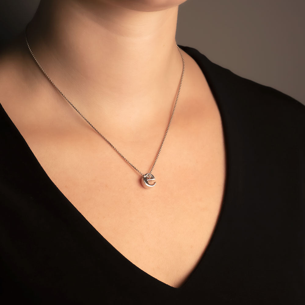 Letter E Silver Diamond Pendant