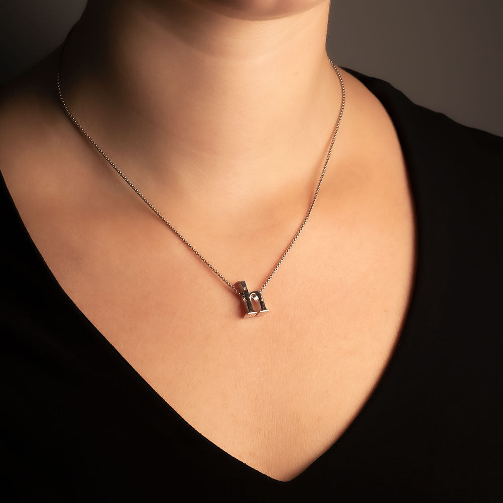 Letter H Silver Diamond Pendant