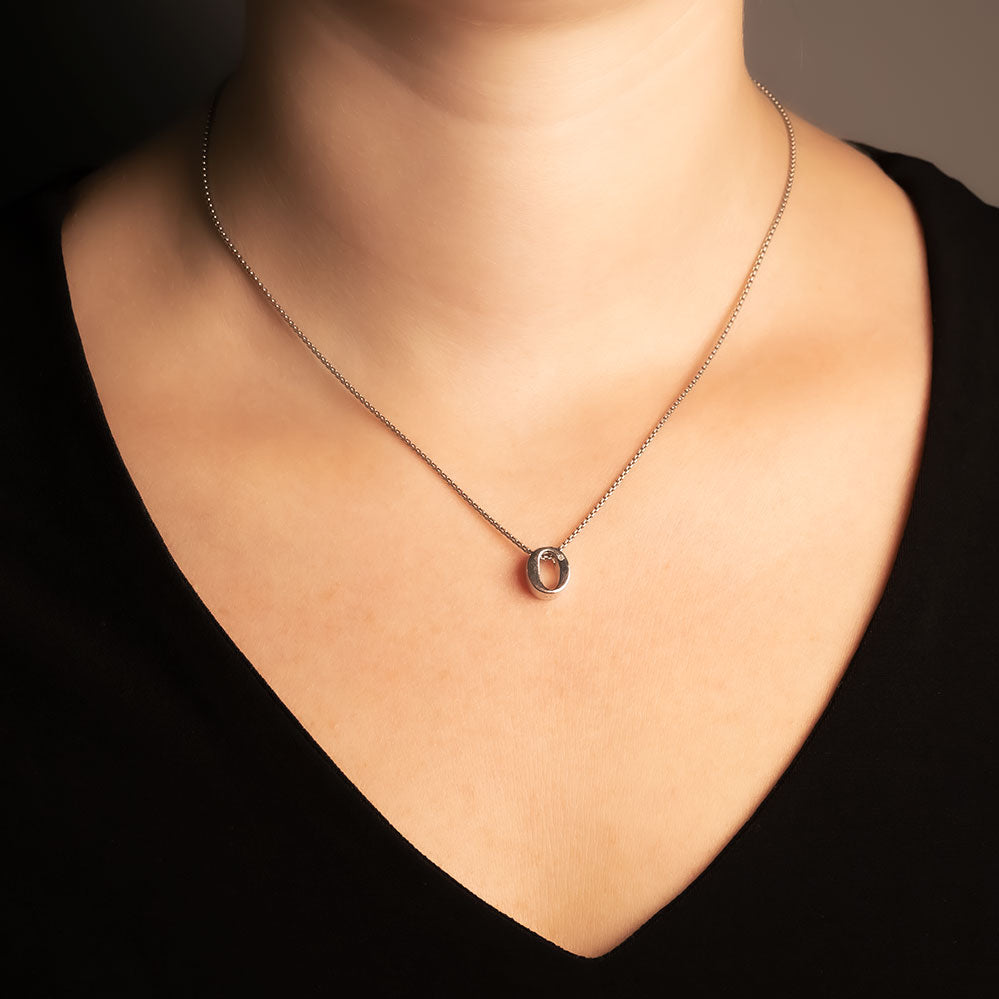 Letter O Silver Diamond Pendant