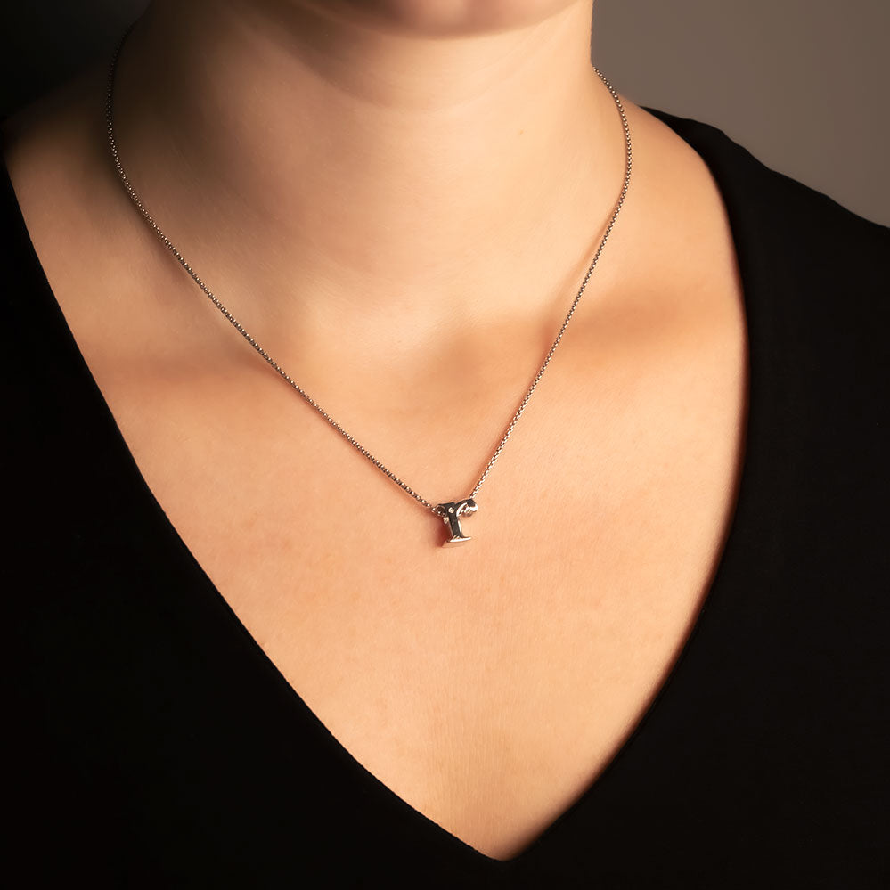 Letter R Silver Diamond Pendant