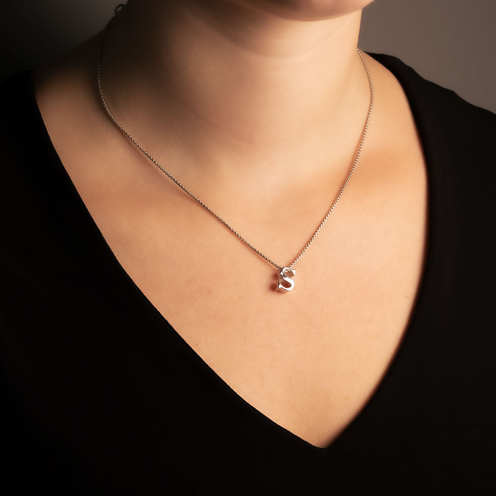 Letter S Silver Diamond Pendant