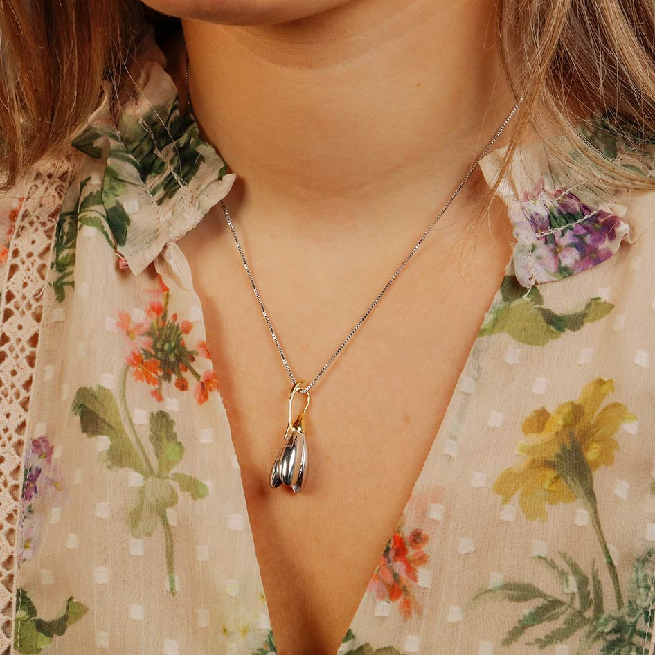 Snowdrop January Birthday Flower Pendant