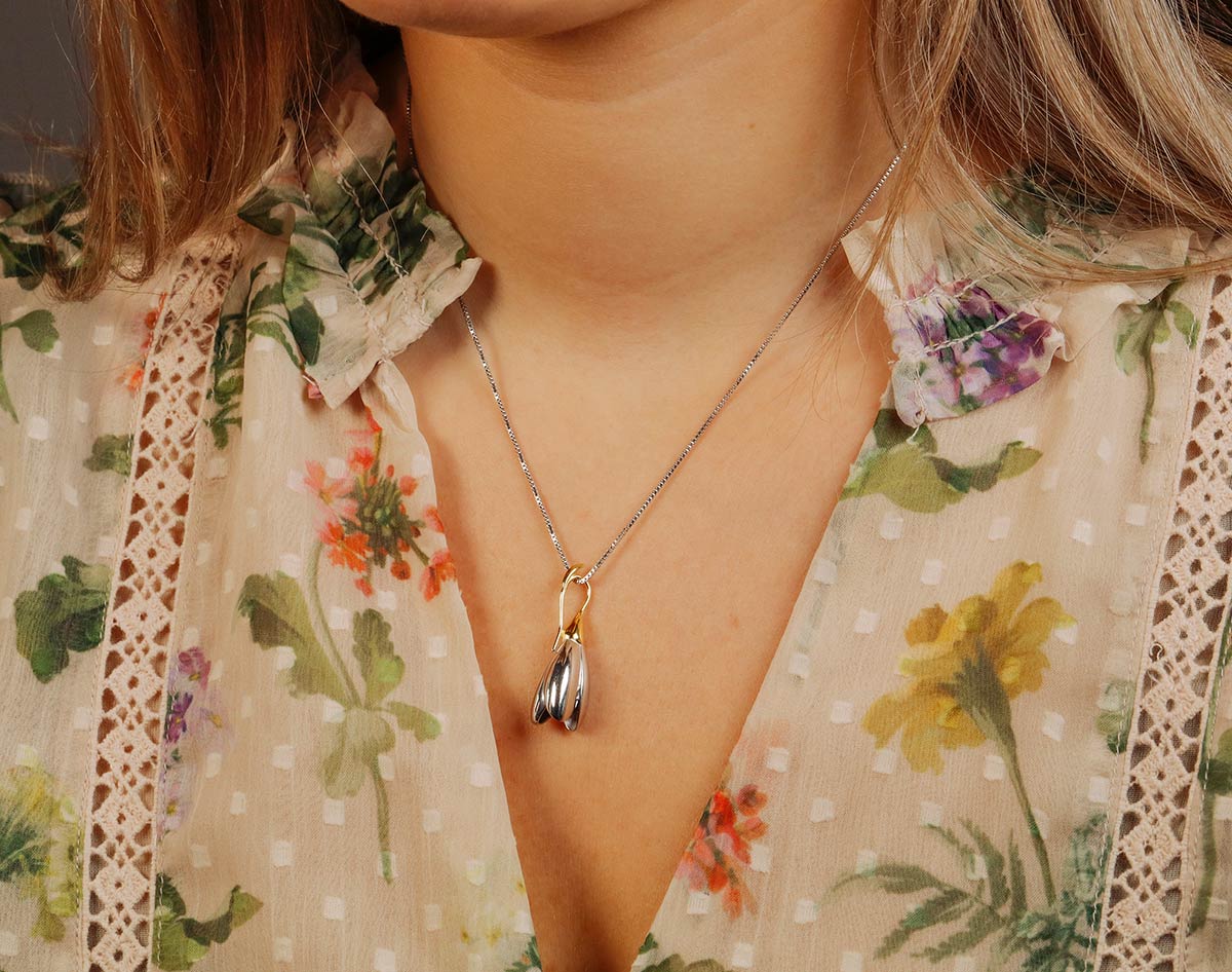 Snowdrop January Birthday Flower Pendant