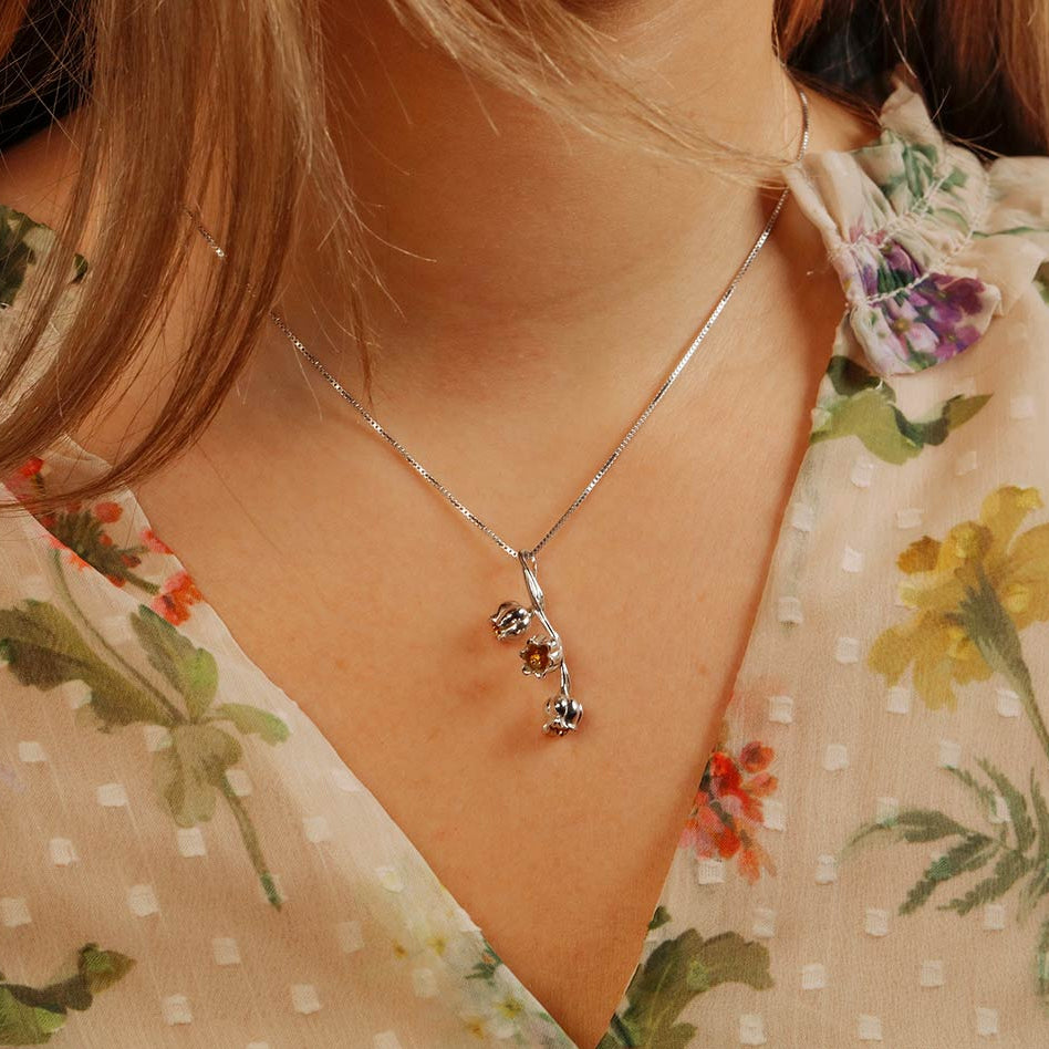 Lily of the Valley May Birthday Flower Pendant