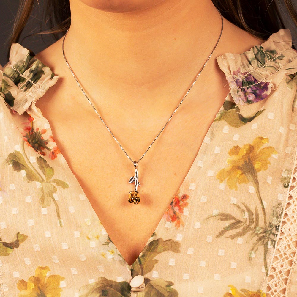 Rose June Birthday Flower Pendant