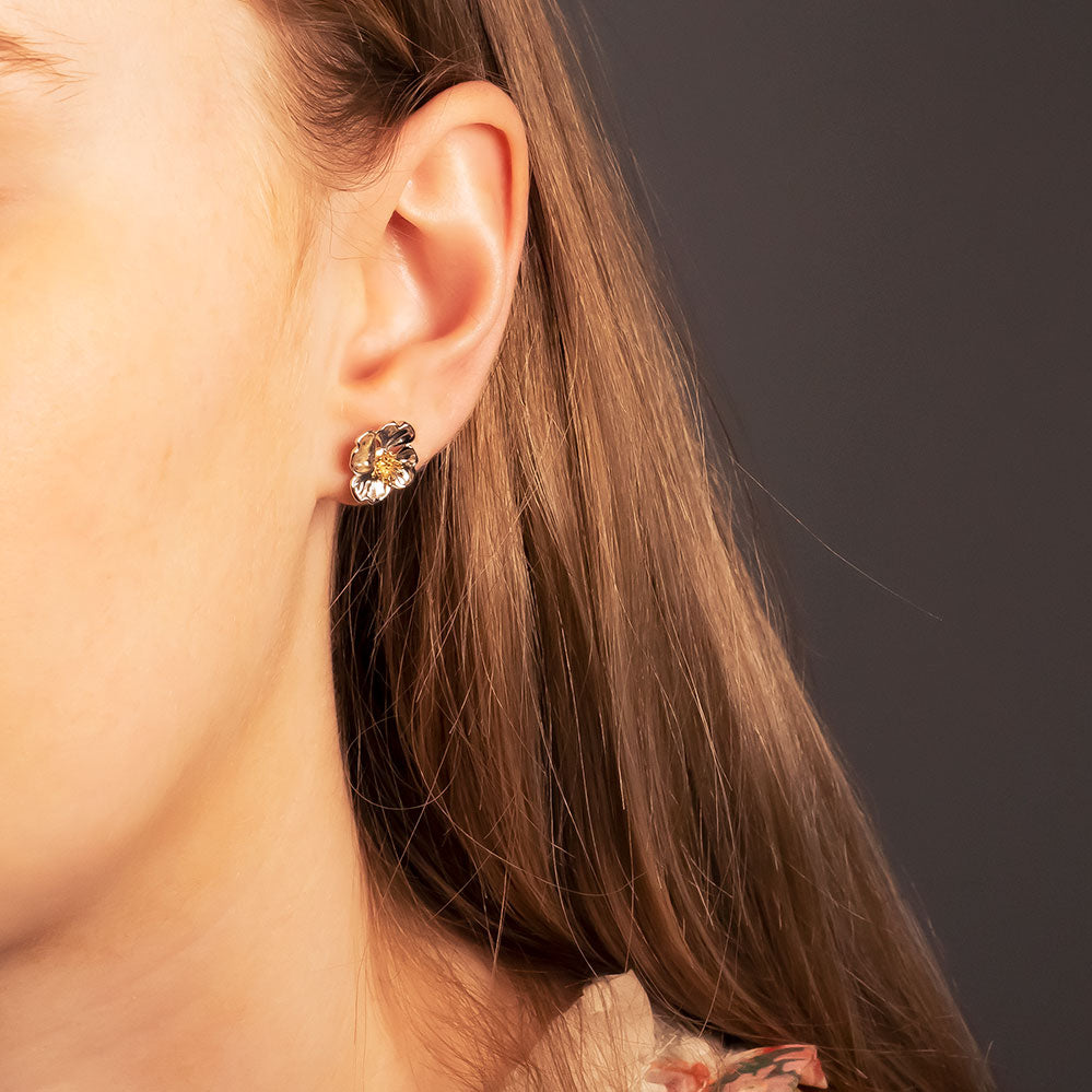 Primrose February Birthday Flower Earrings