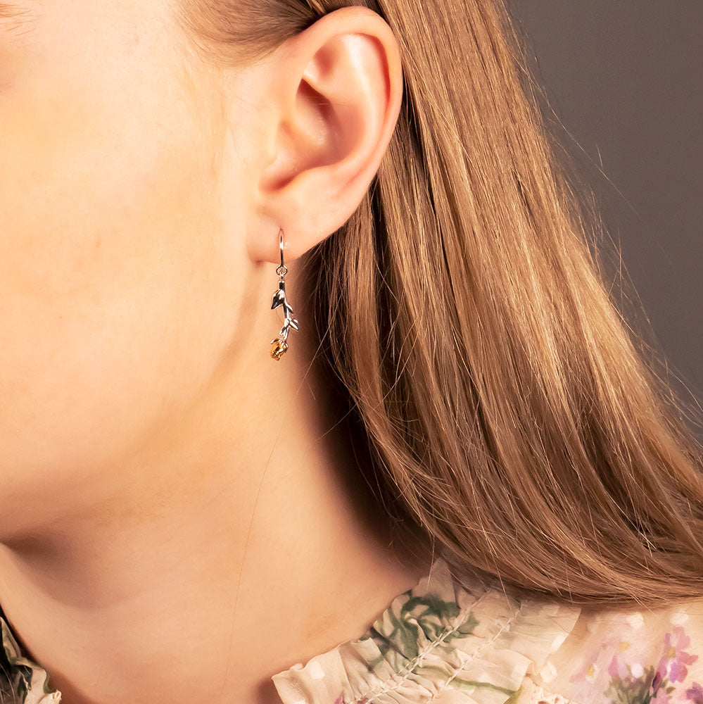 Rose June Birthday Flower Earrings