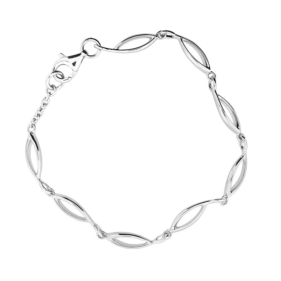 Silver Open Leaf Bracelet
