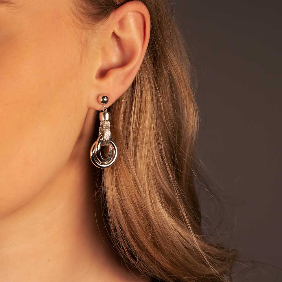 Silver Double Circle Earrings