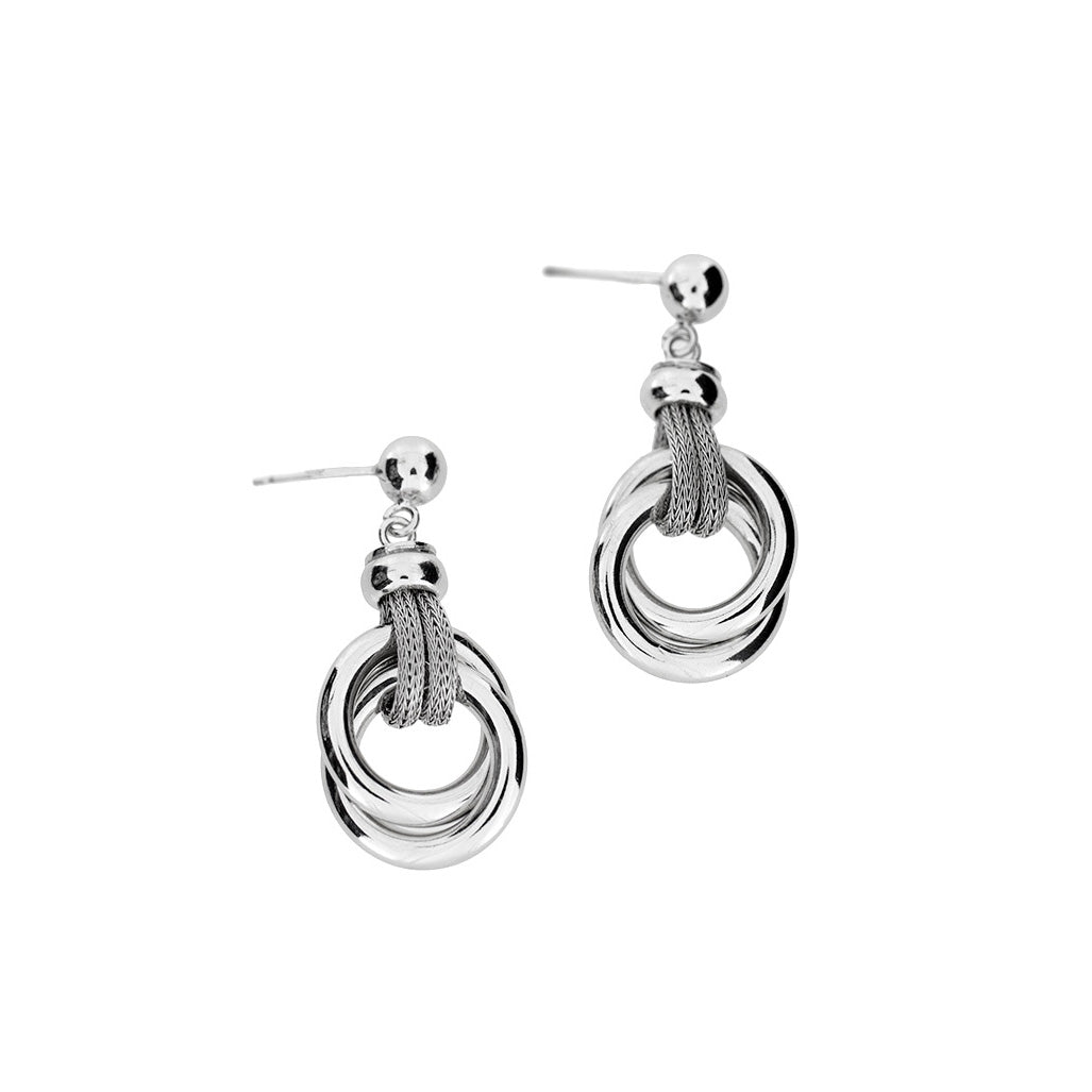 Silver Double Circle Earrings