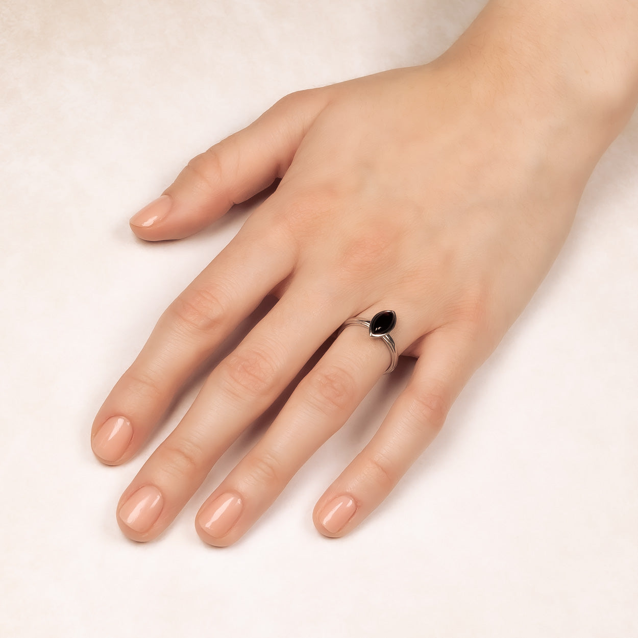 Marquise Amber & Silver Ring