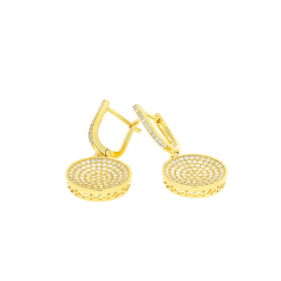 Domed Pavé Earring with Hinged Drop