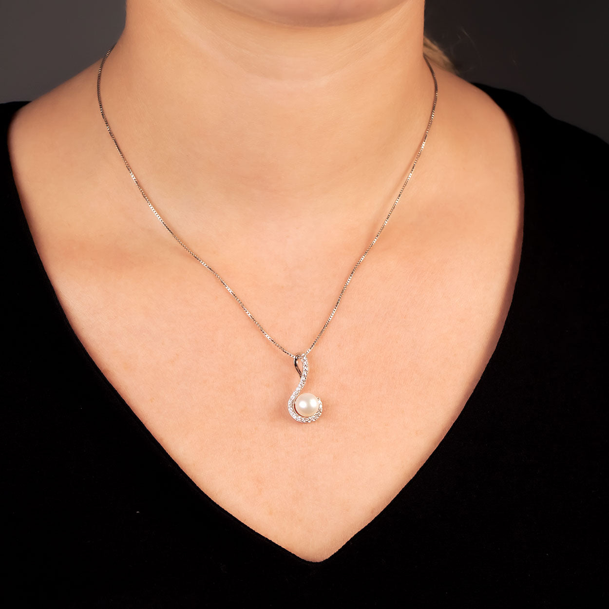 Pearl Pavé Curl Pendant