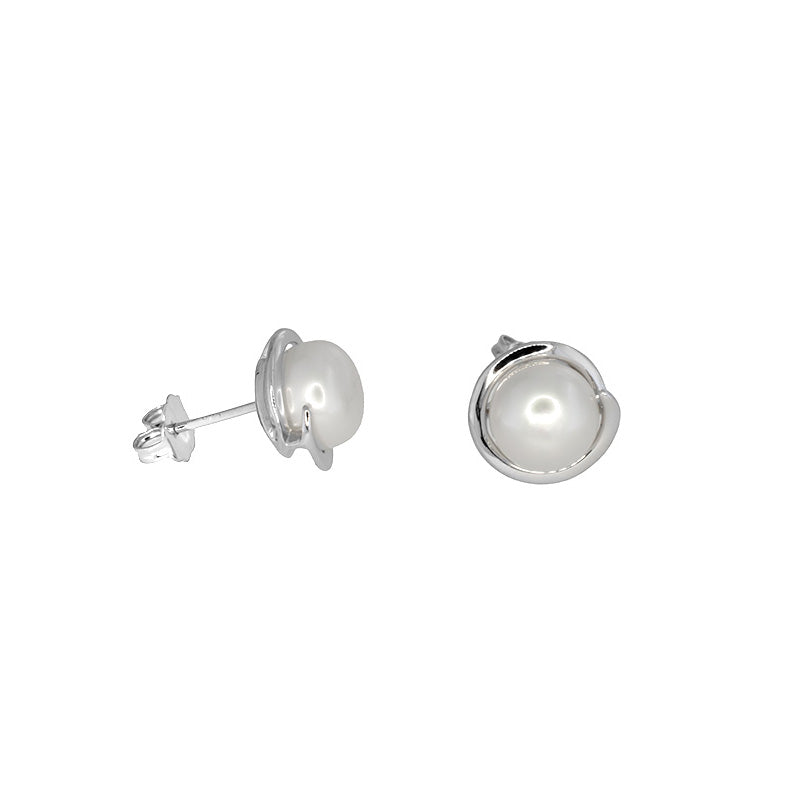Spiral Set Pearl Studs