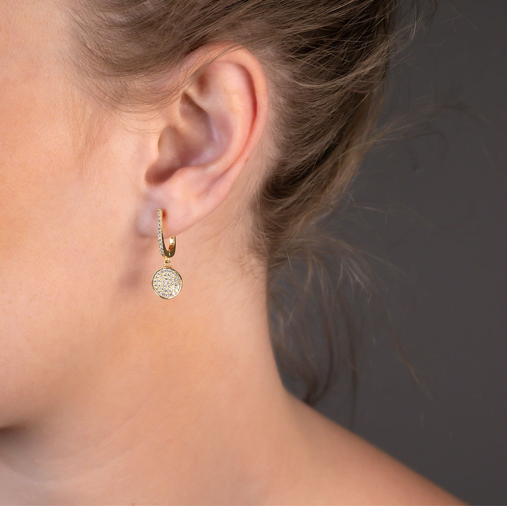 Domed Pavé Earring with Hinged Drop (Small)