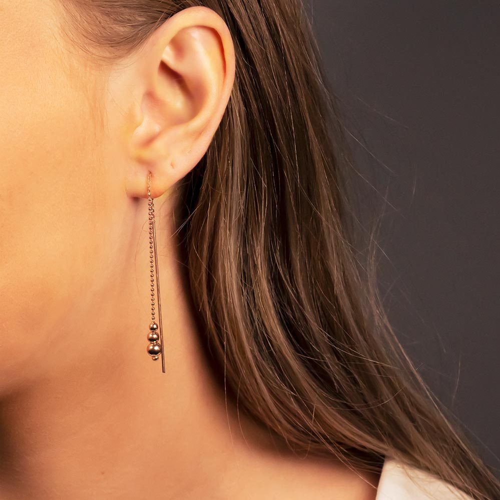 Gold Vermeil Graduated Beads Pull-through Earrings