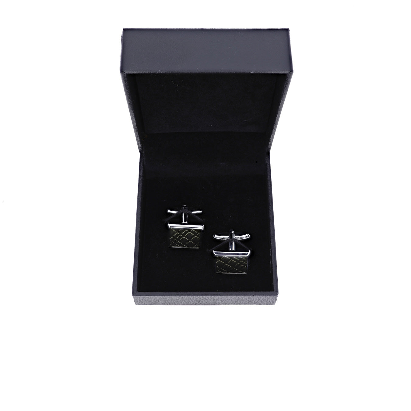 Enamel Crosshatch Cufflinks - Antique Bronze