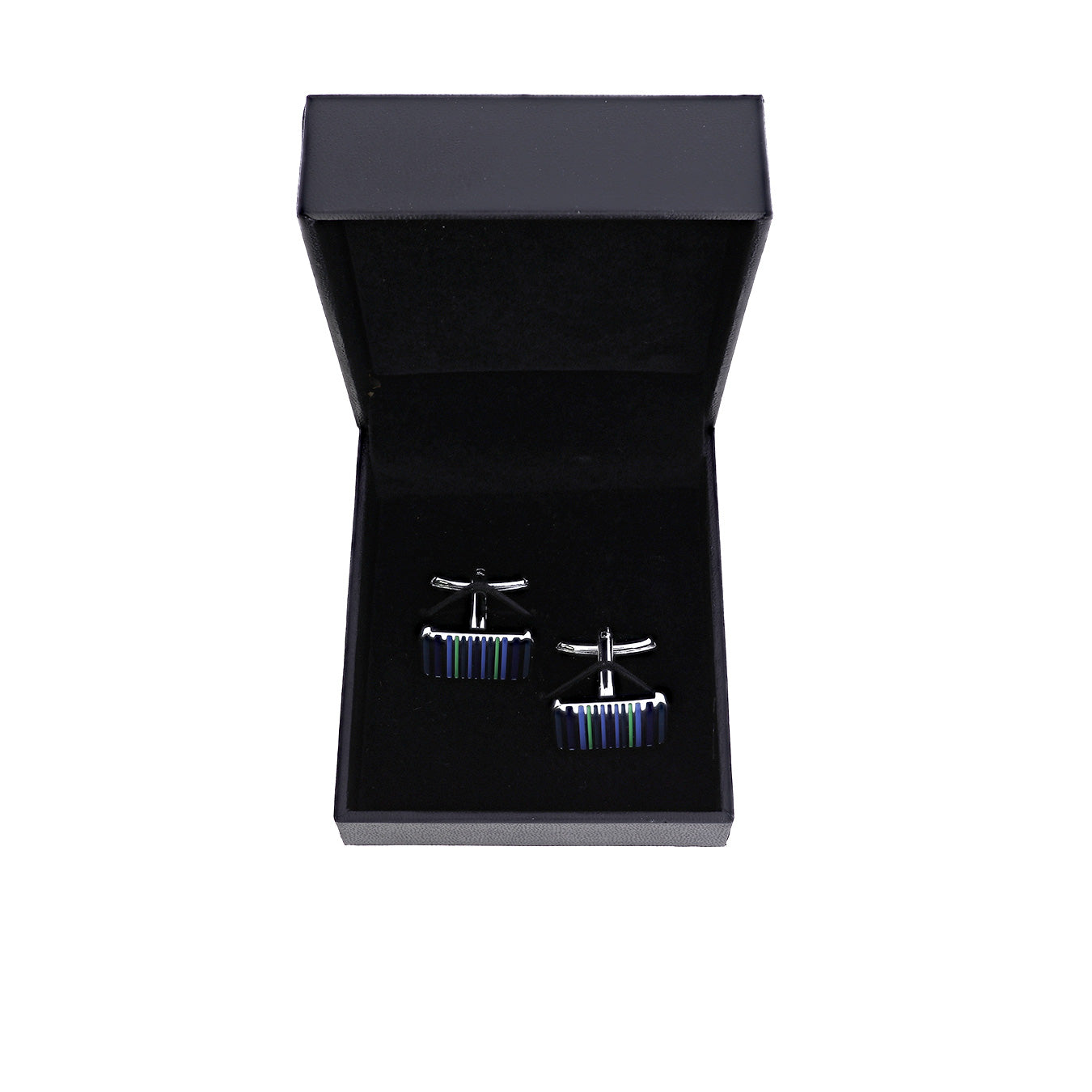 Enamel Blue Striped Cufflink