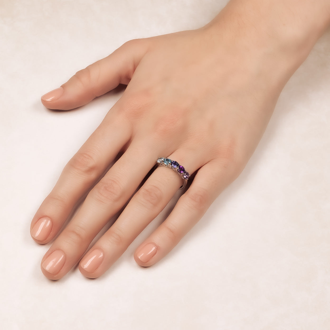 Graduated Amethyst, Iolite & Topaz Ring