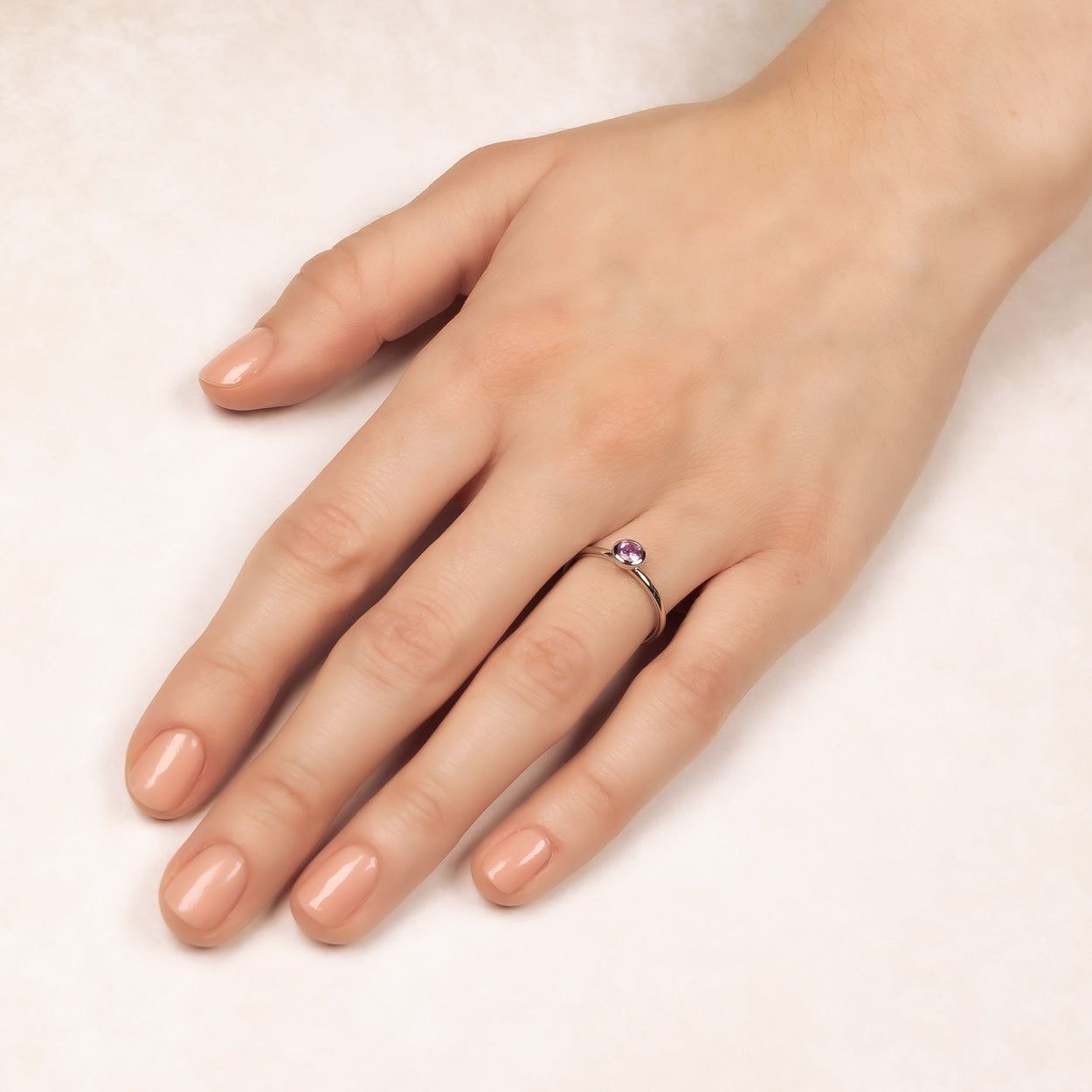 Amethyst & Silver Stacking Ring